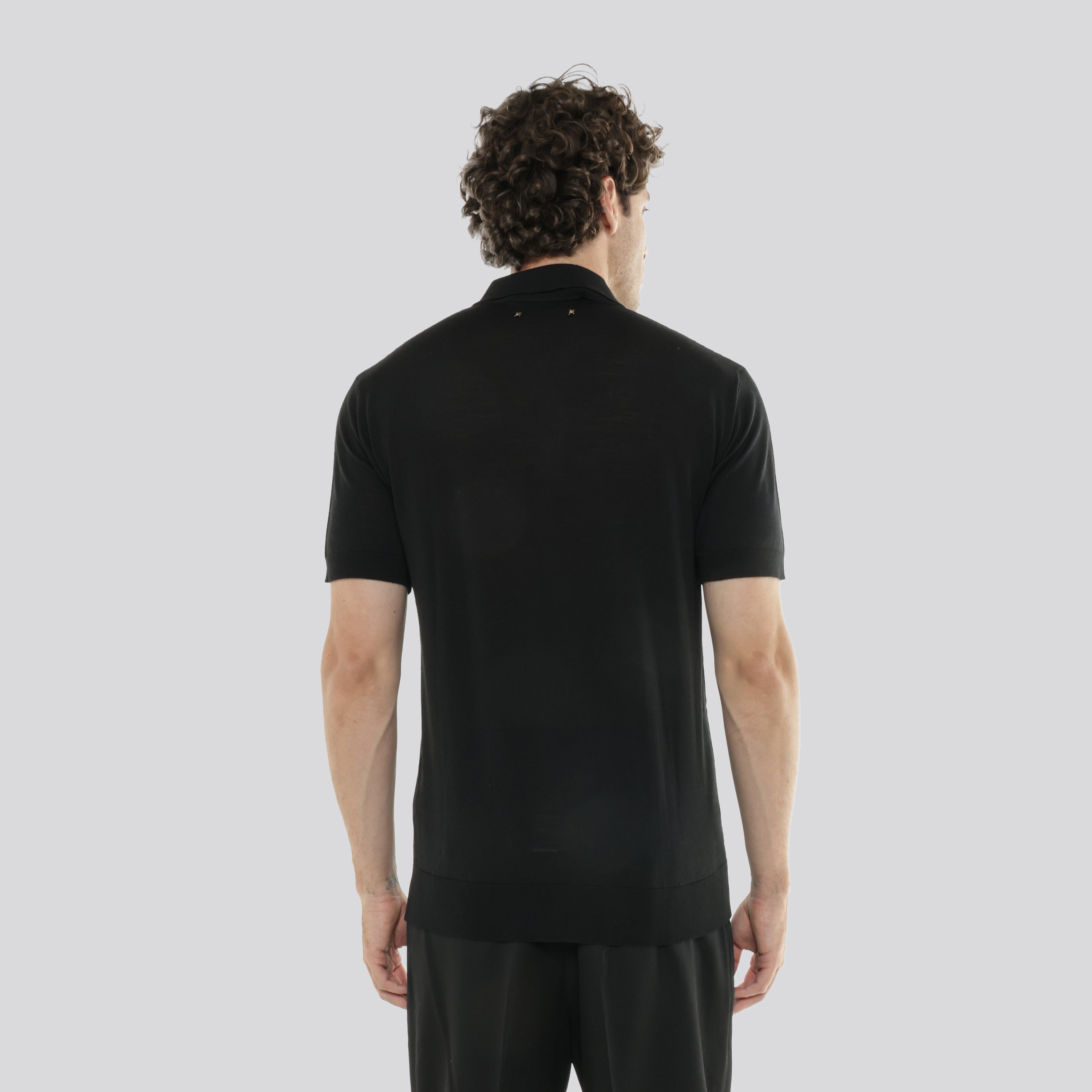 Camiseta Tipo Polo Negra Golden Goose Merino
