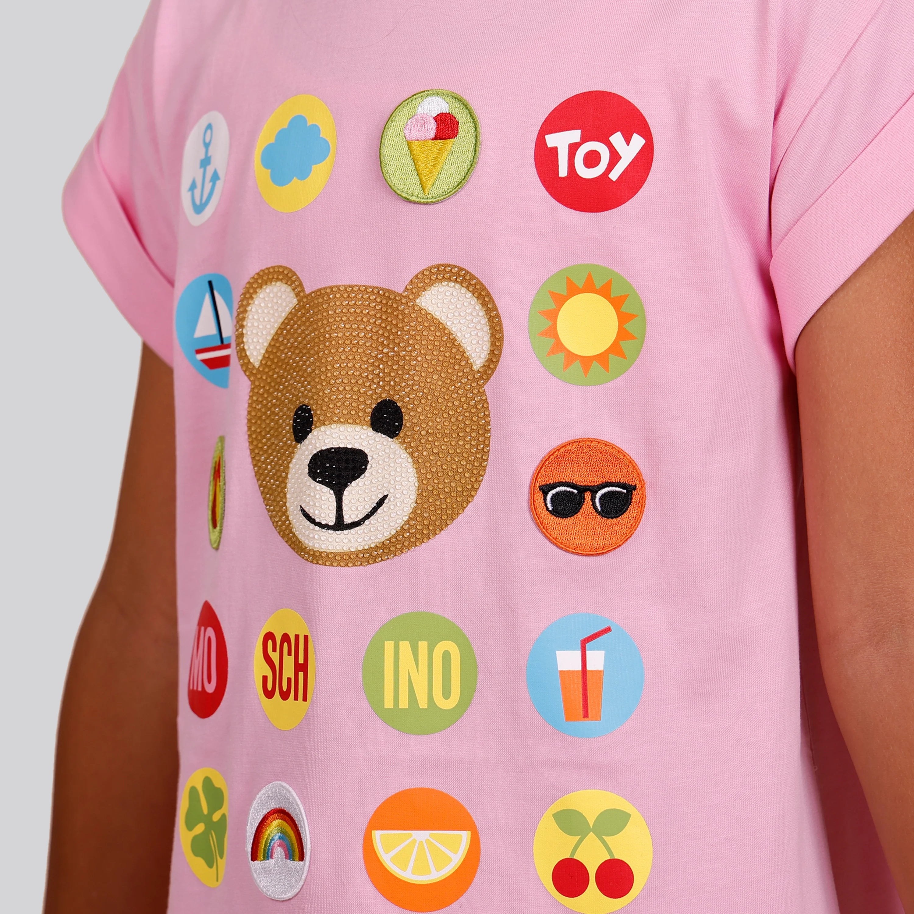 Vestido Rosado Moschino Kids Multilogos