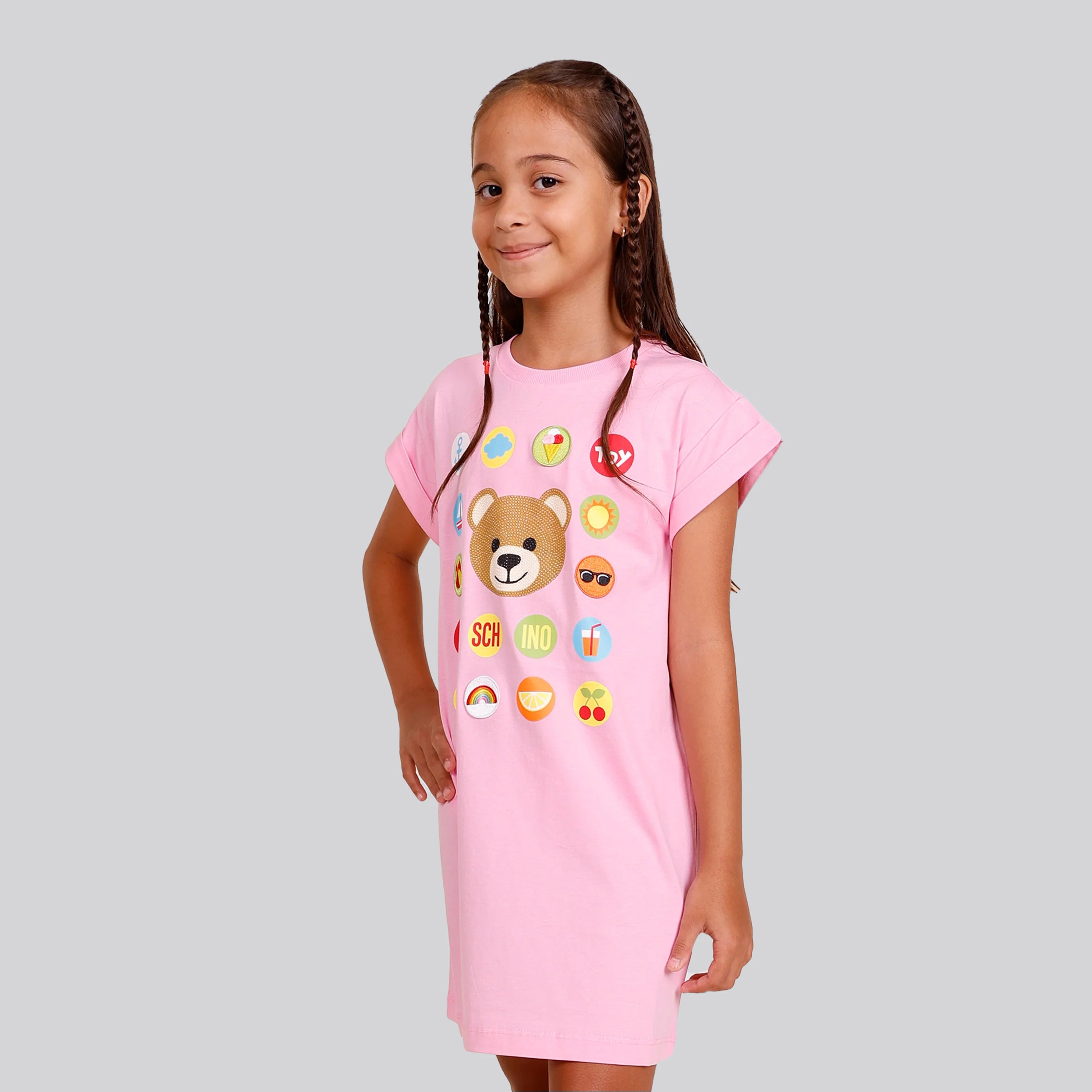 Vestido Rosado Moschino Kids Multilogos