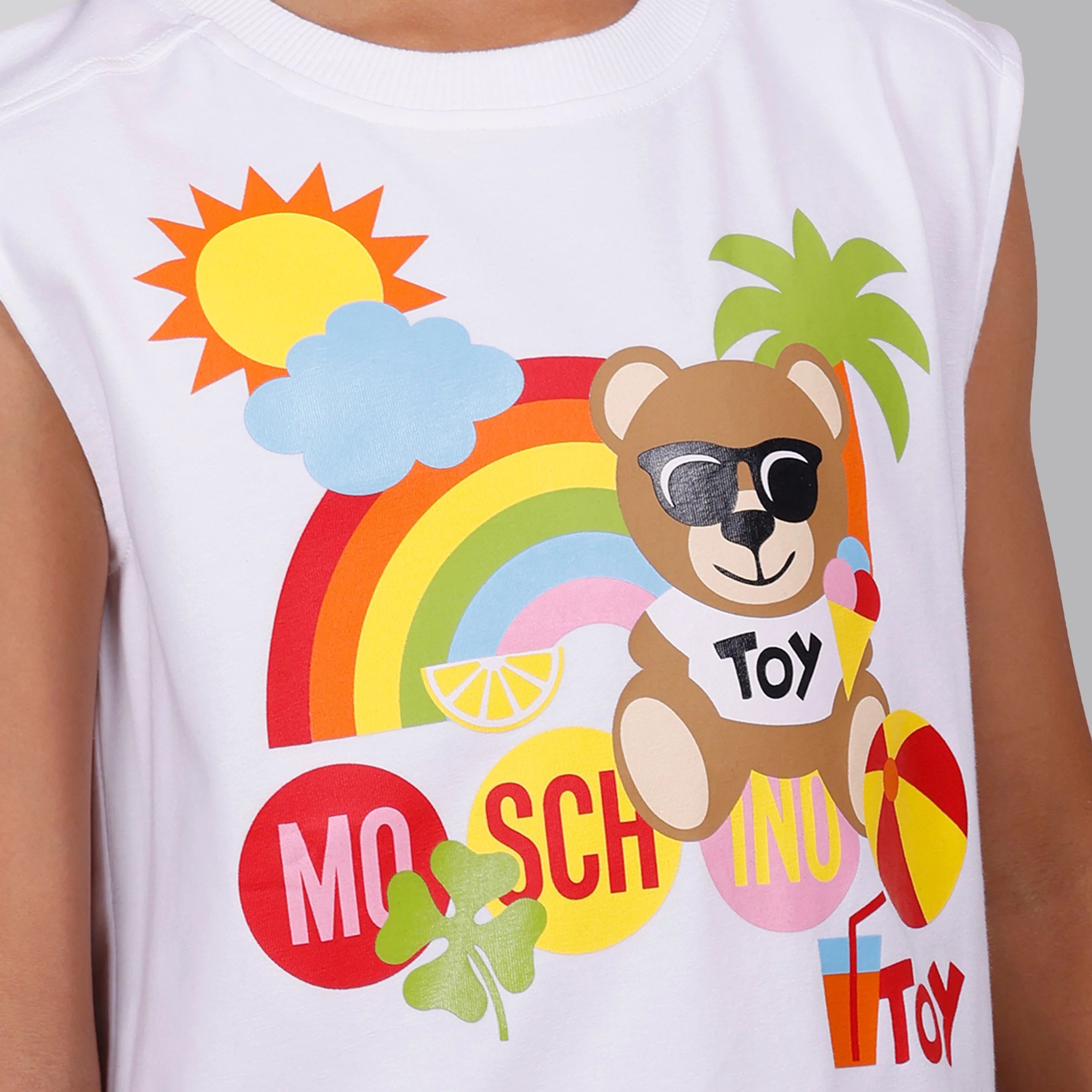 Camiseta Blanca Moschino Kids Sunset