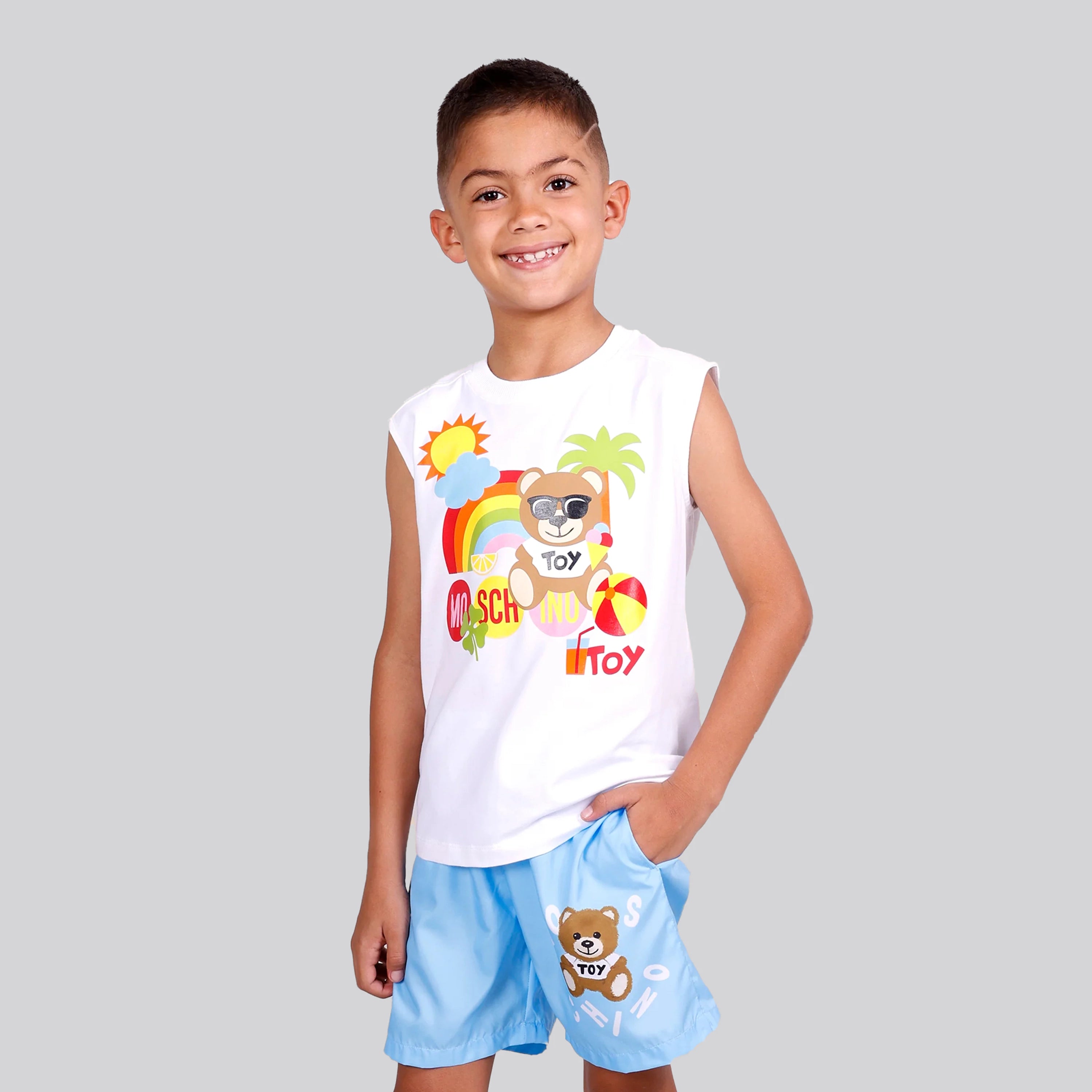 Camiseta Blanca Moschino Kids Sunset