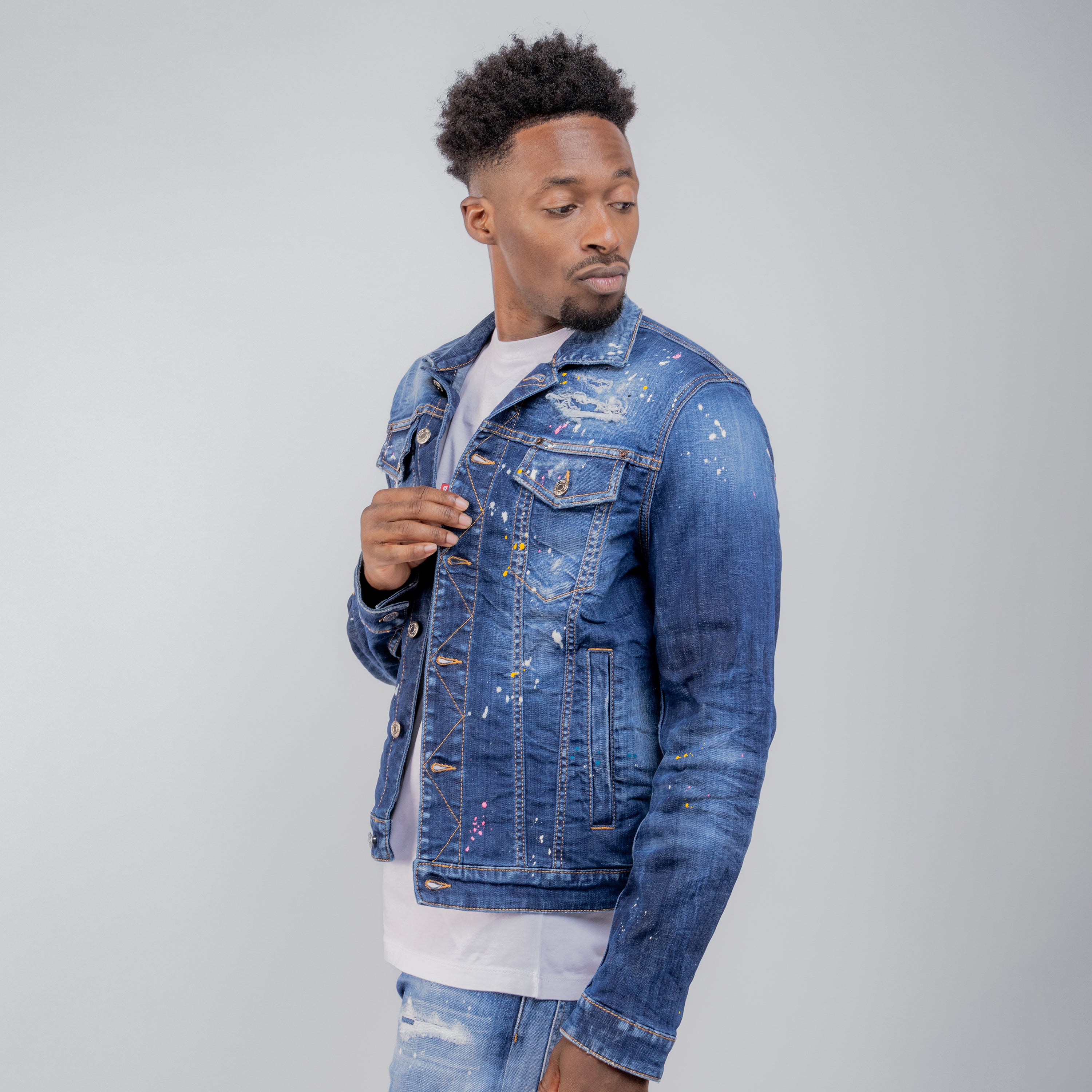 Chaqueta Denim Dsquared2 Blu Yellow Paints