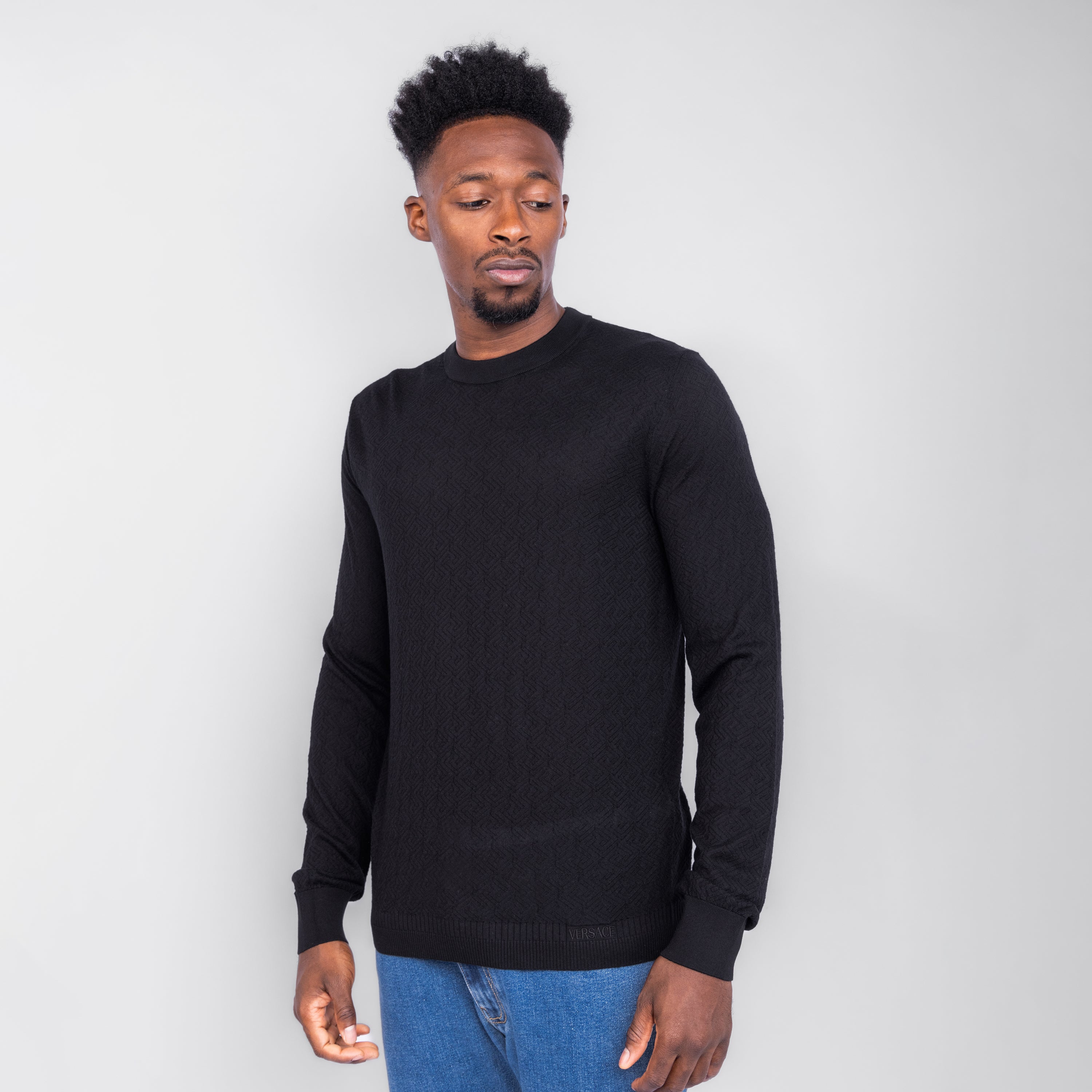 Suéter Negro Versace Greca Monogram