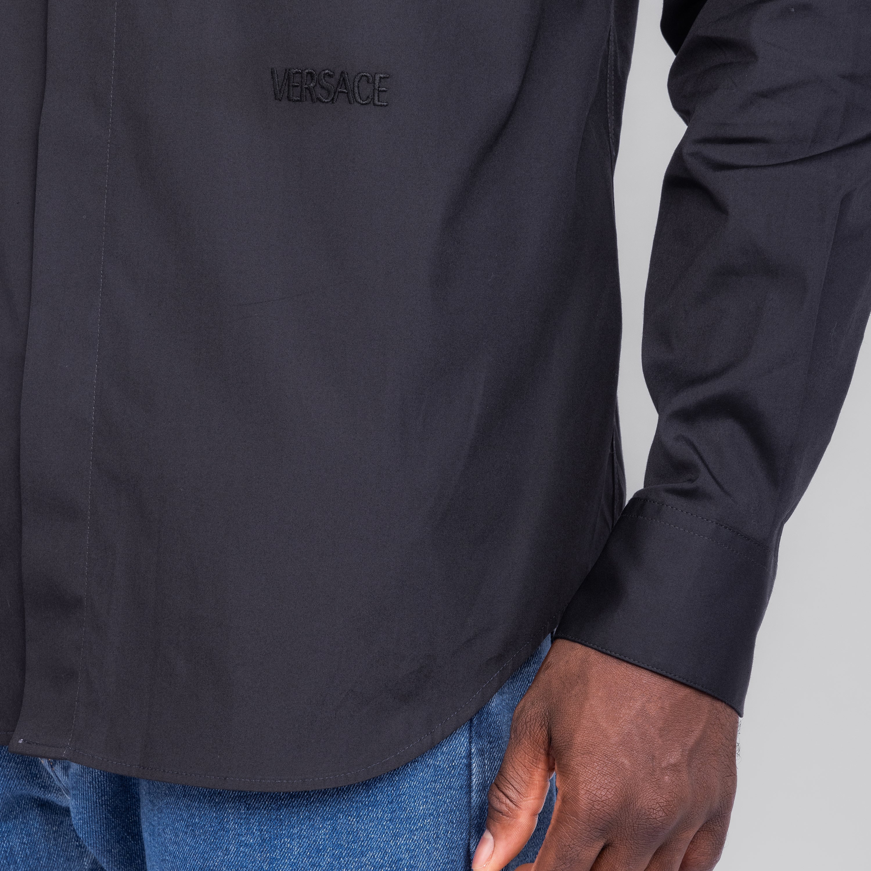 Camisa Negra Versace Negro Versace Logo