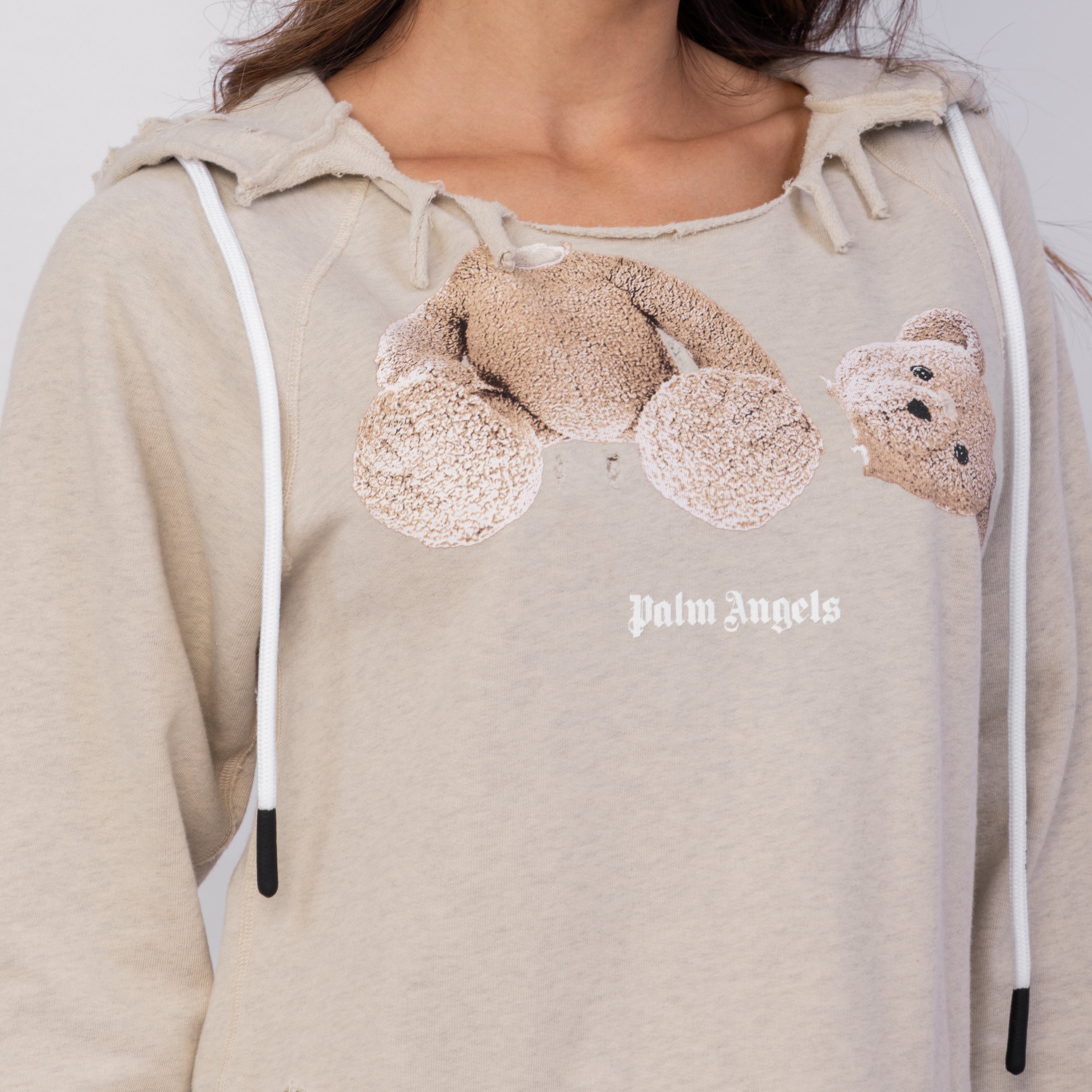 Buzo Tipo Hoodie Beige Palm Angels Ripped