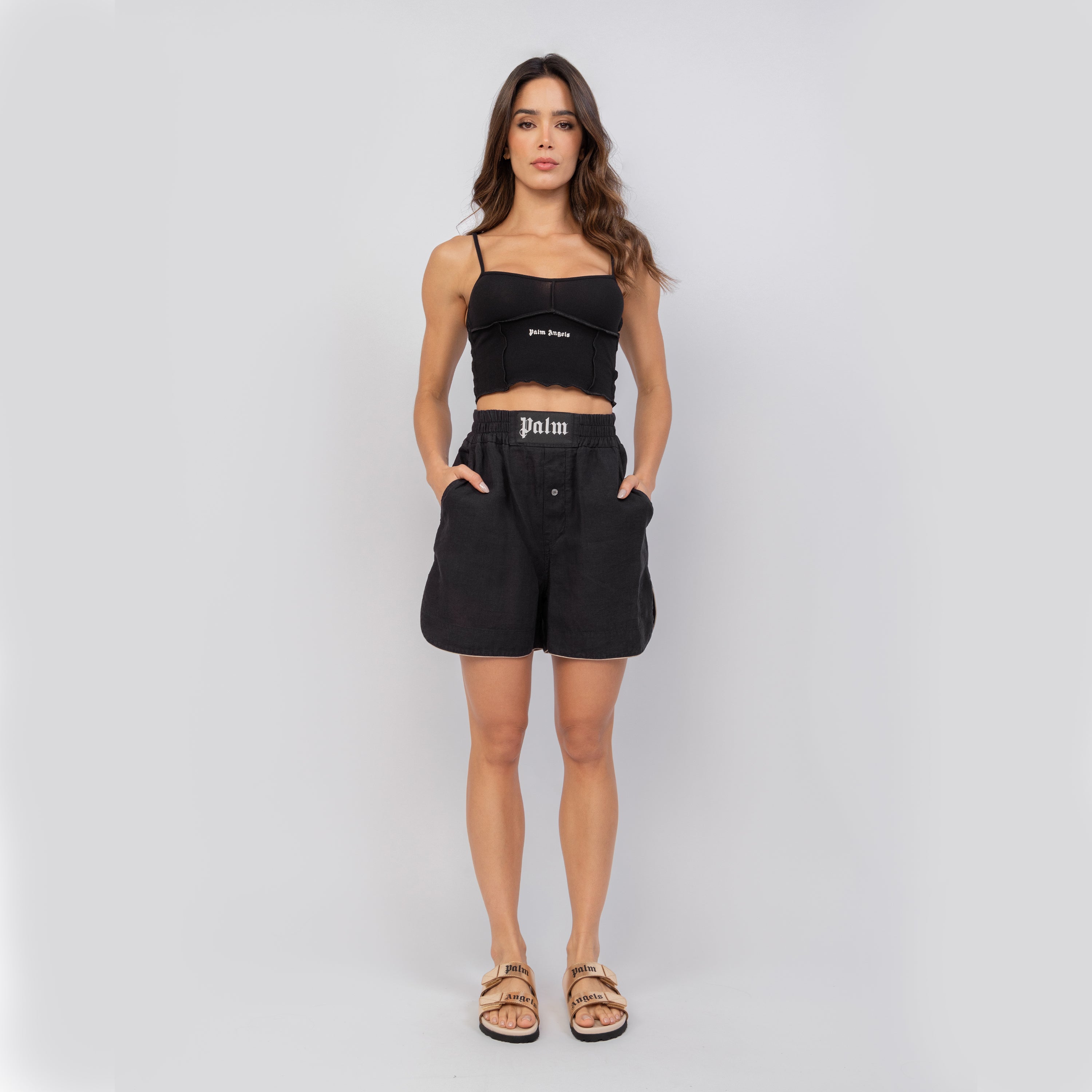 Short Negro Palm Angels Linen