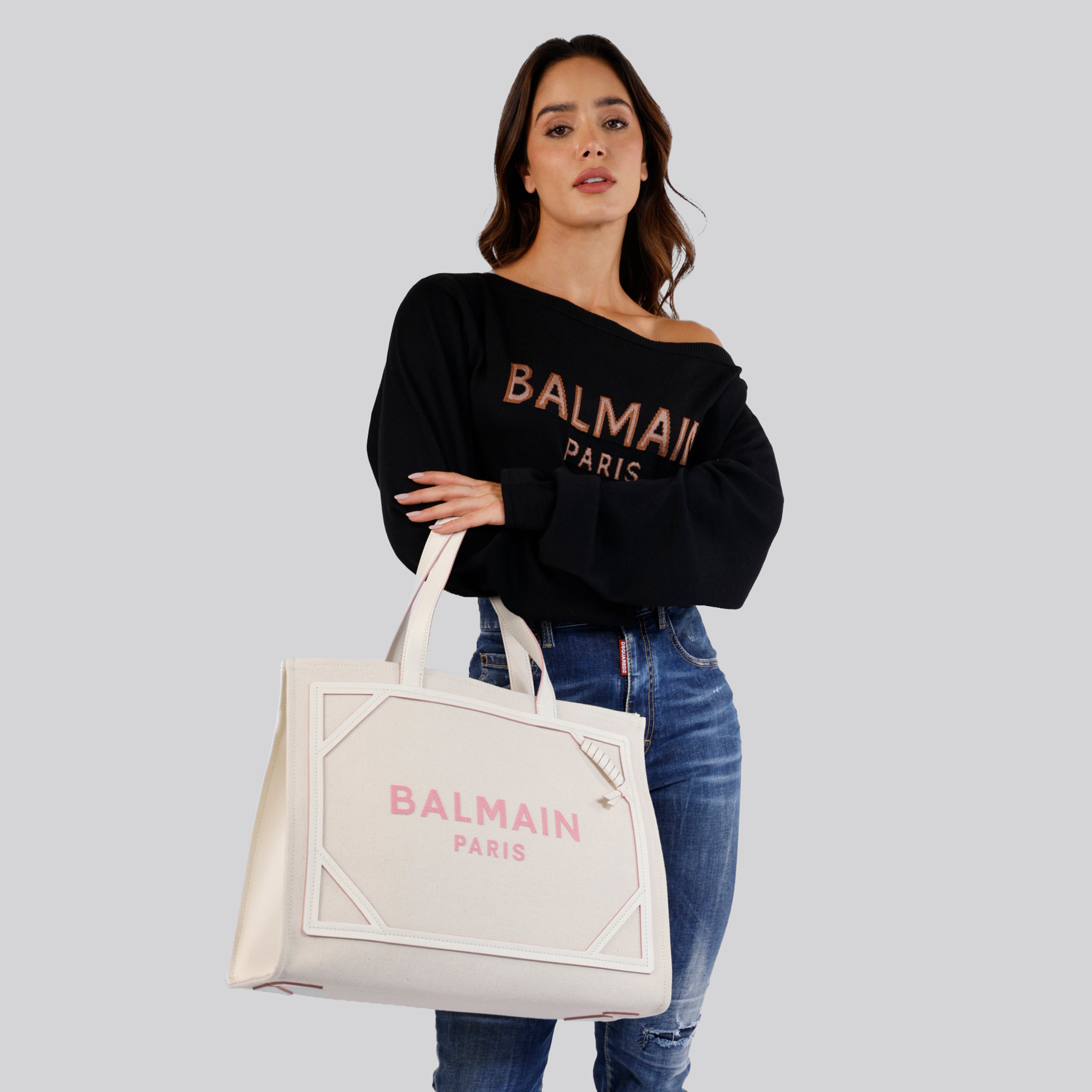 Cartera Beige Balmain B-Army Shopper Medium