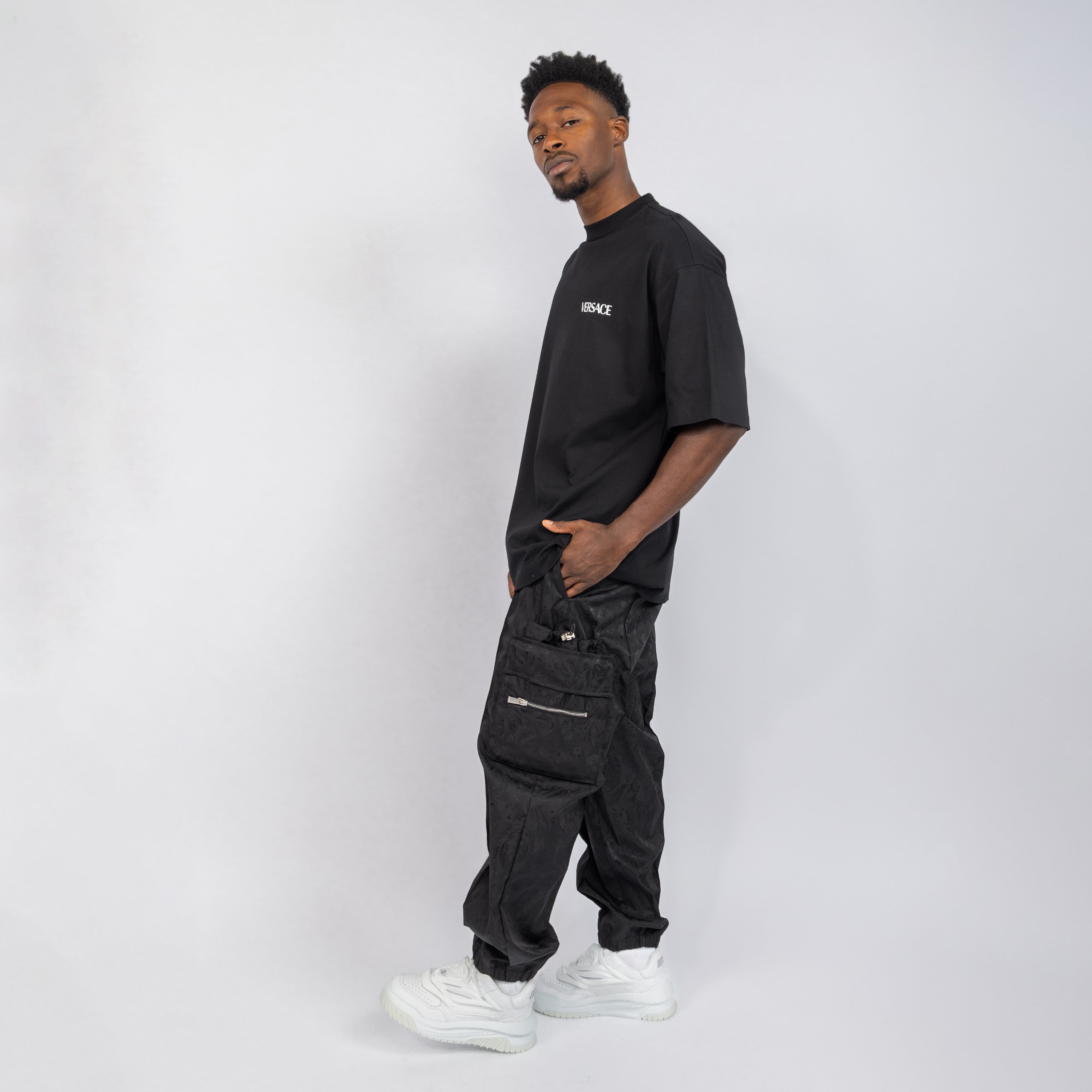 Sudadera Cargo Negra Versace Floral Mesh