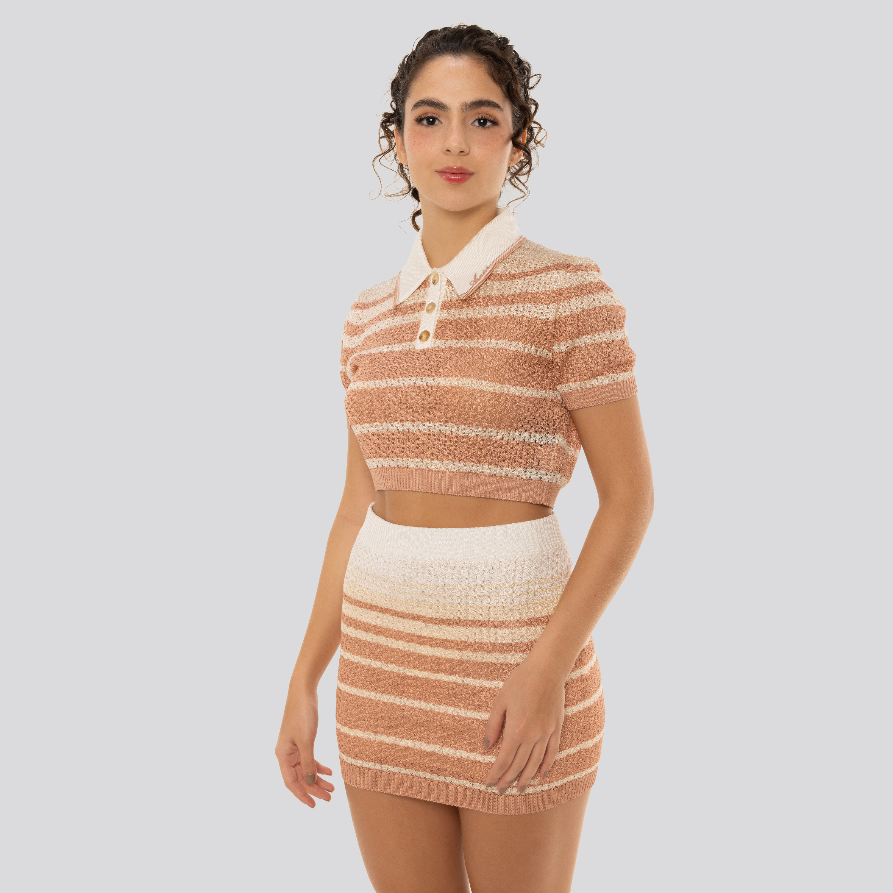 Camiseta Tipo Polo Rosada AMIRI Stripe Cropped