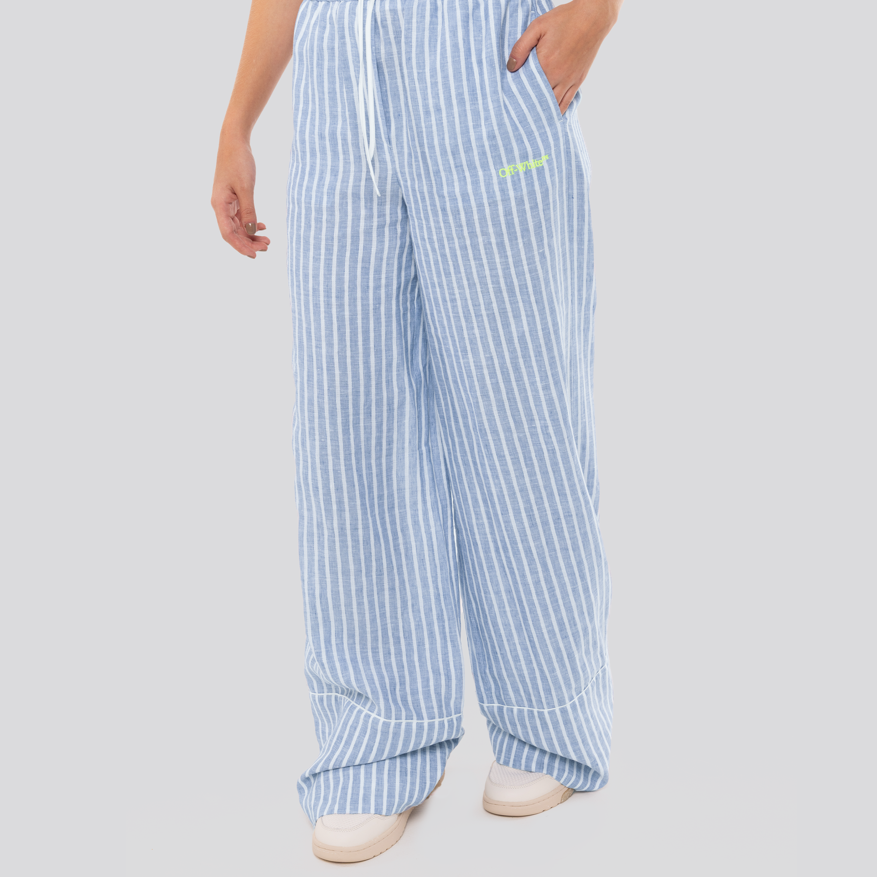 Pantalón Celeste Off-White Striped