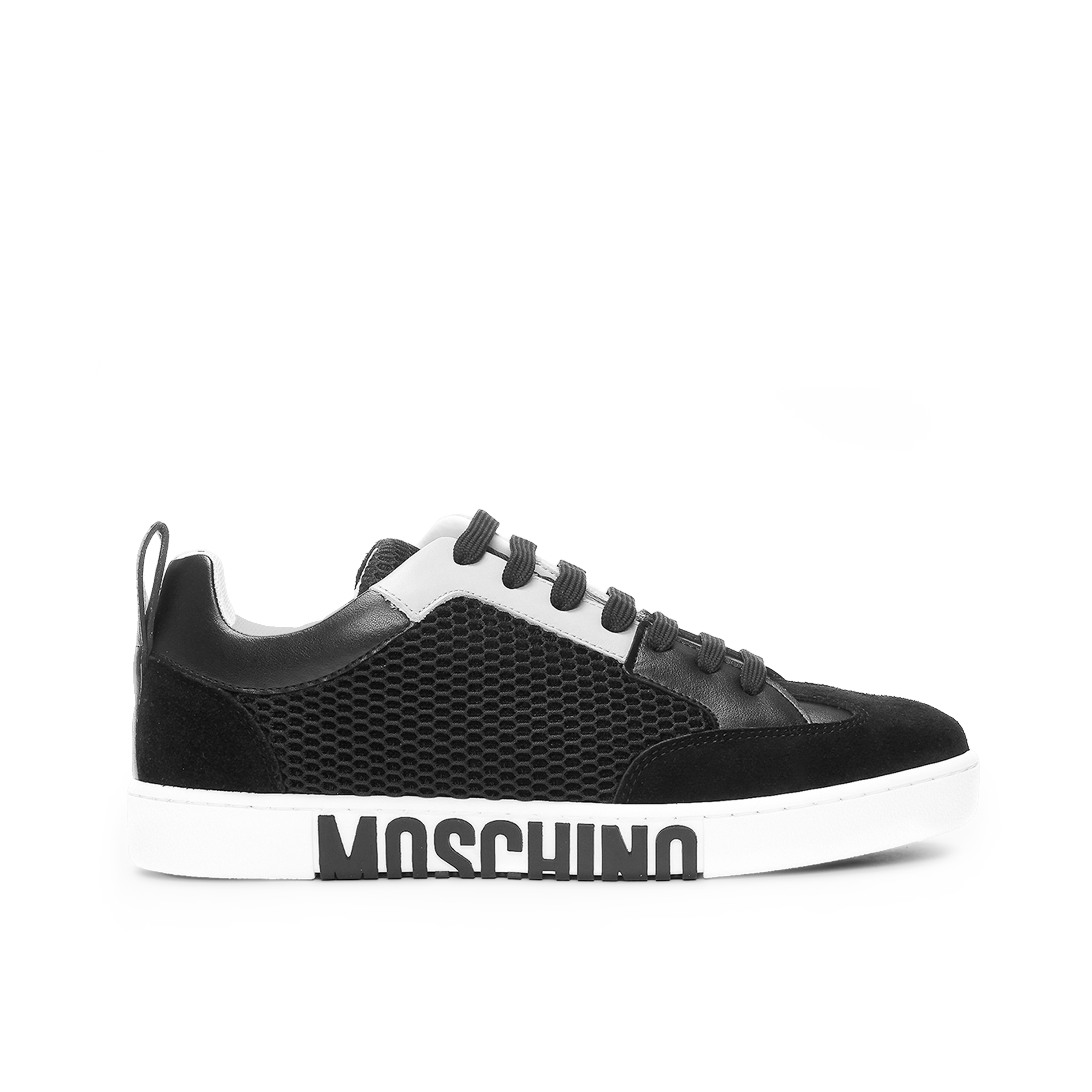 Sneakers Negro Moschino Blanco Mesh-Panel
