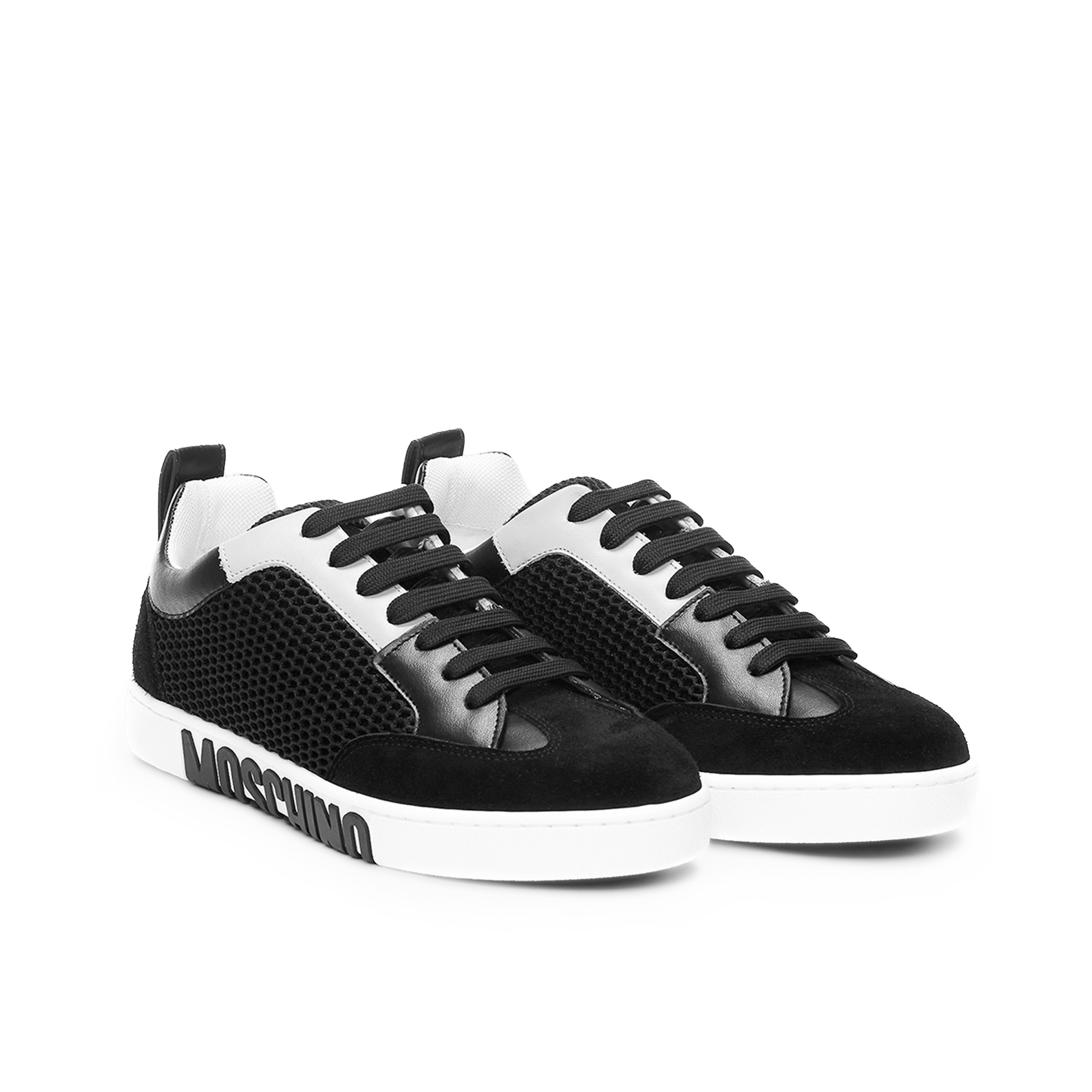 Sneakers Negro Moschino Blanco Mesh-Panel