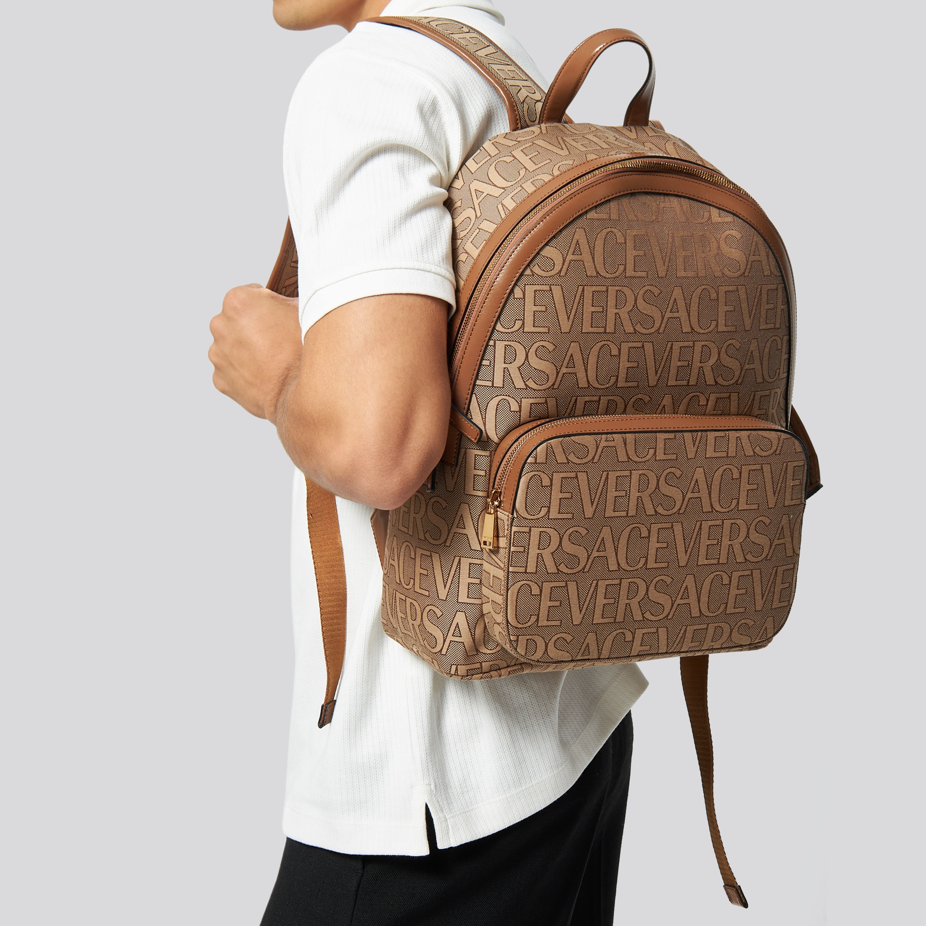 Morral Beige Versace Allover Monogram