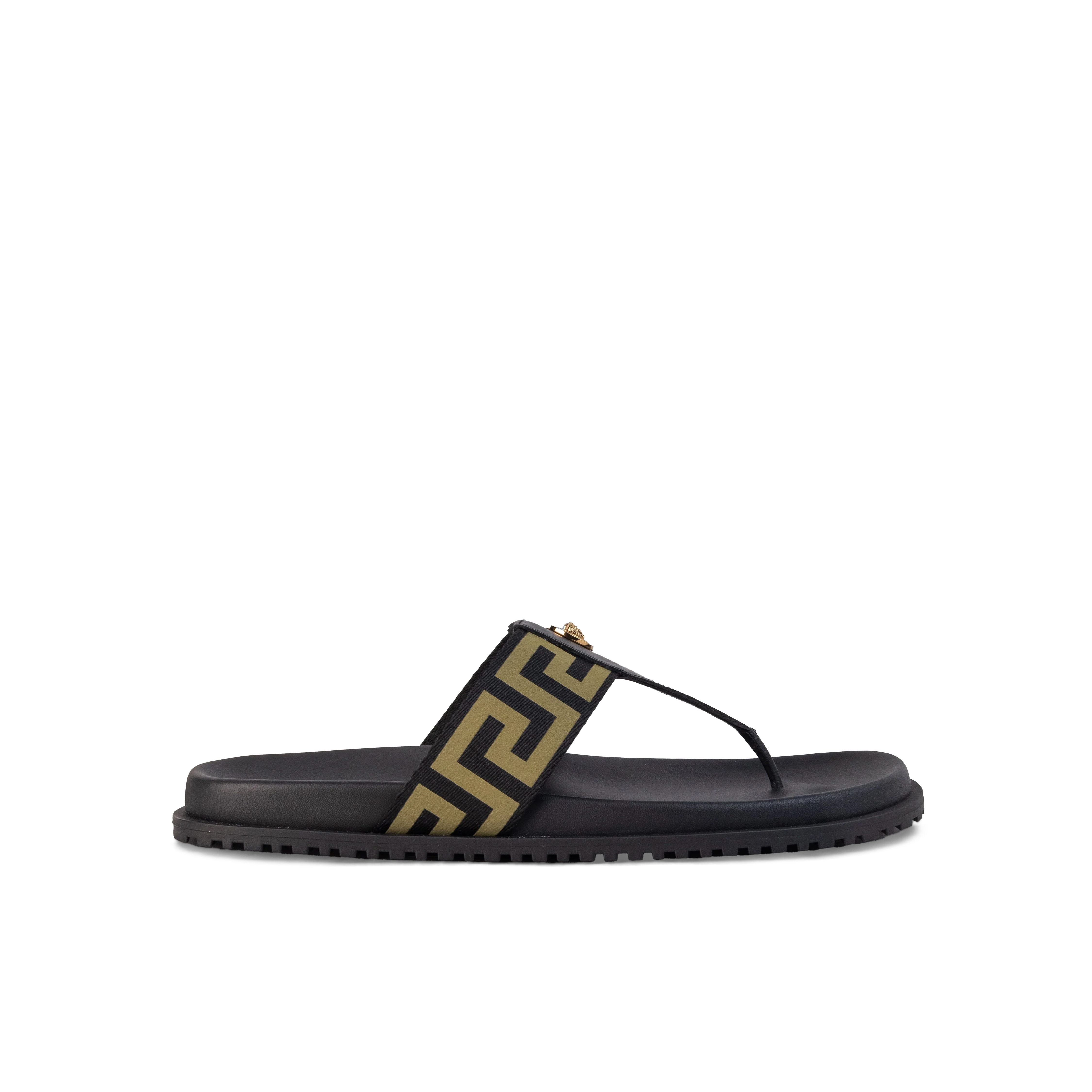 Sandalias Negras Beige Versace Greca