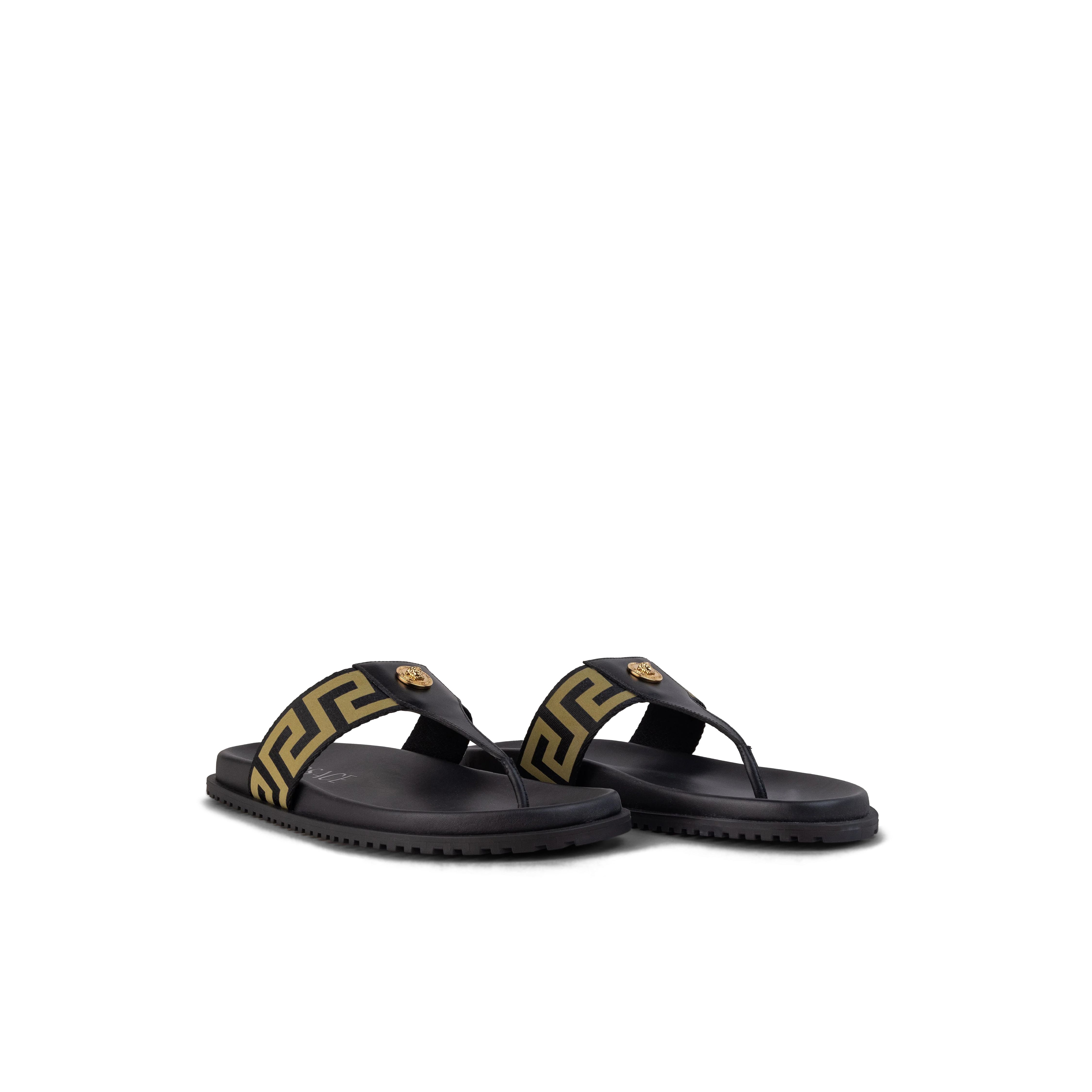 Sandalias Negras Beige Versace Greca