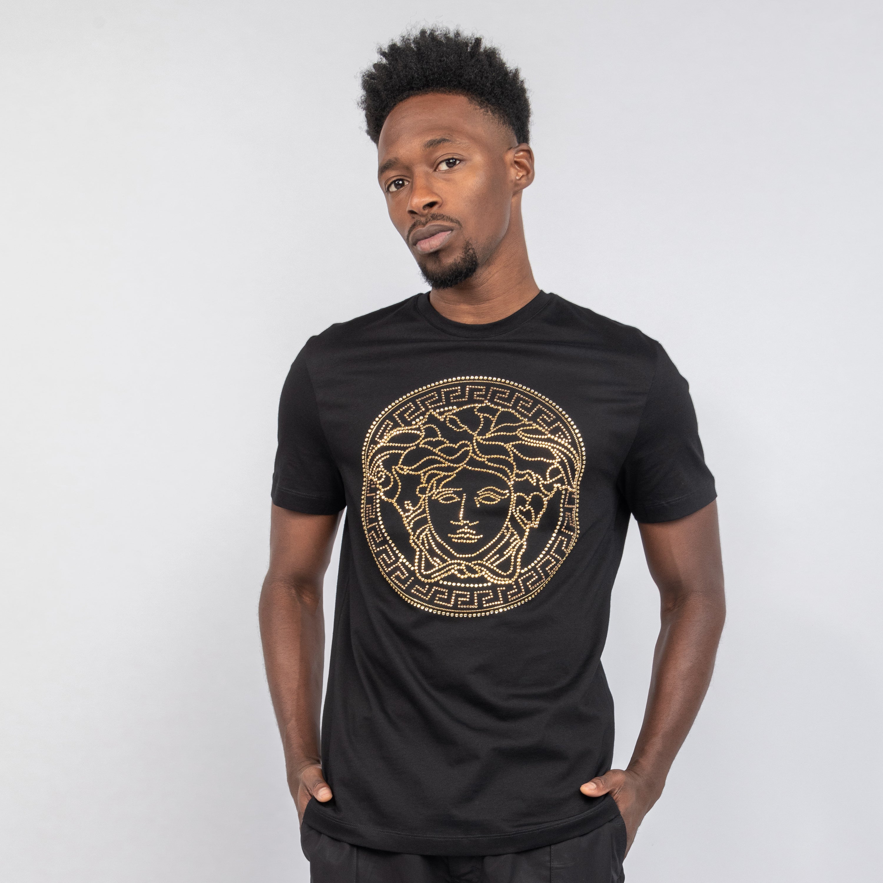 Camiseta Negra Versace Gold Medusa
