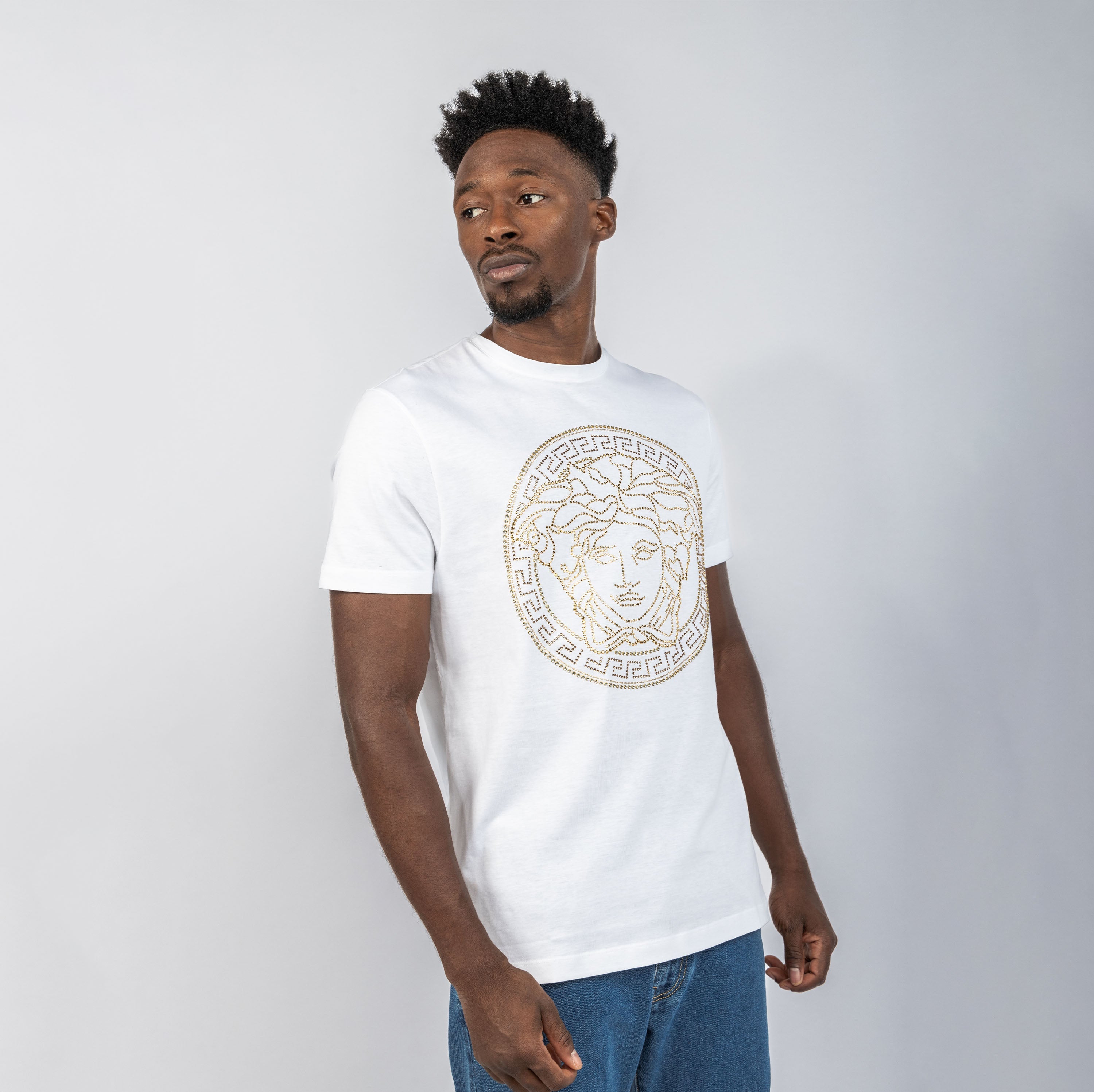 Camiseta Blanca Versace Gold Medusa