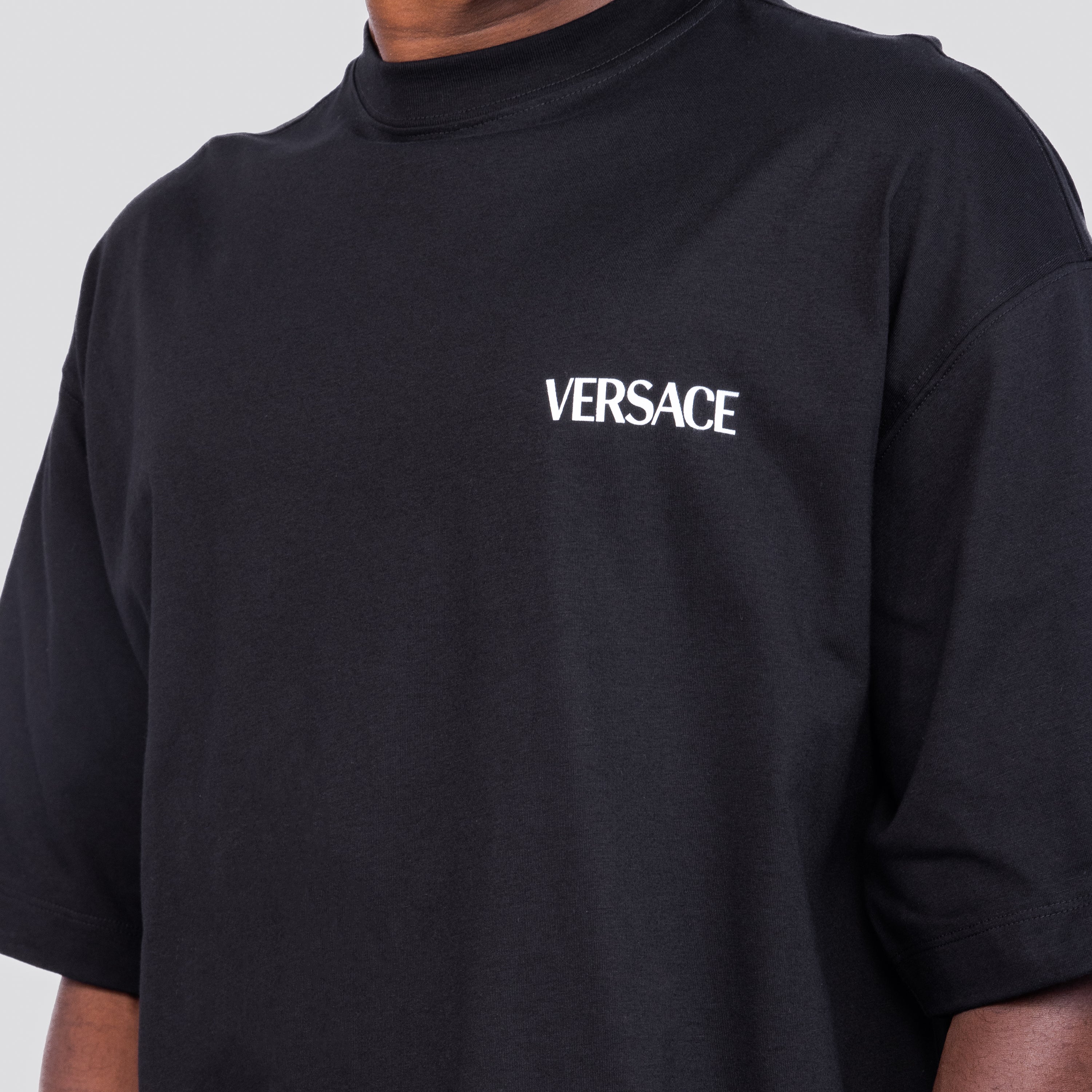 Camiseta Negra Versace Back Columns