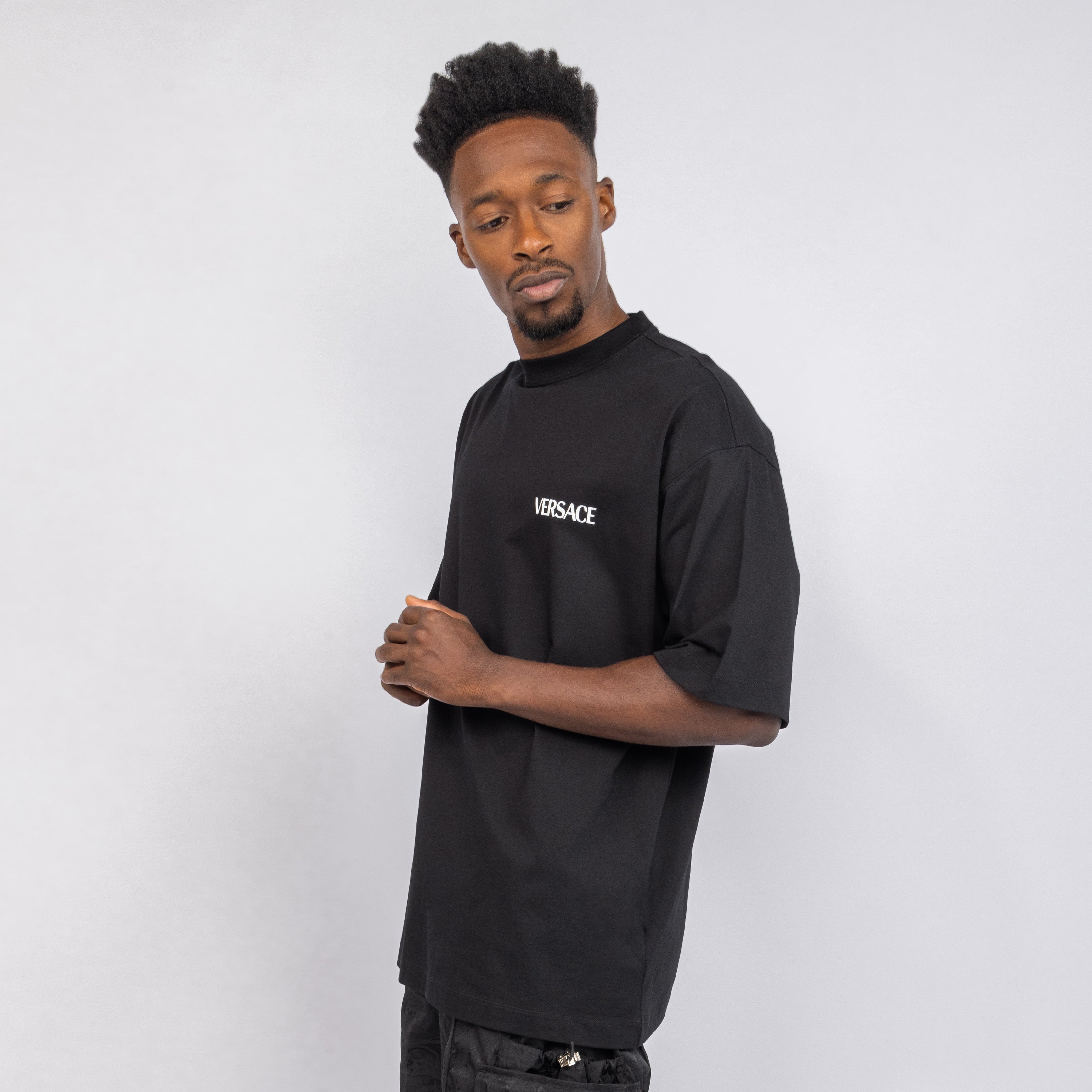 Camiseta Negra Versace Back Columns
