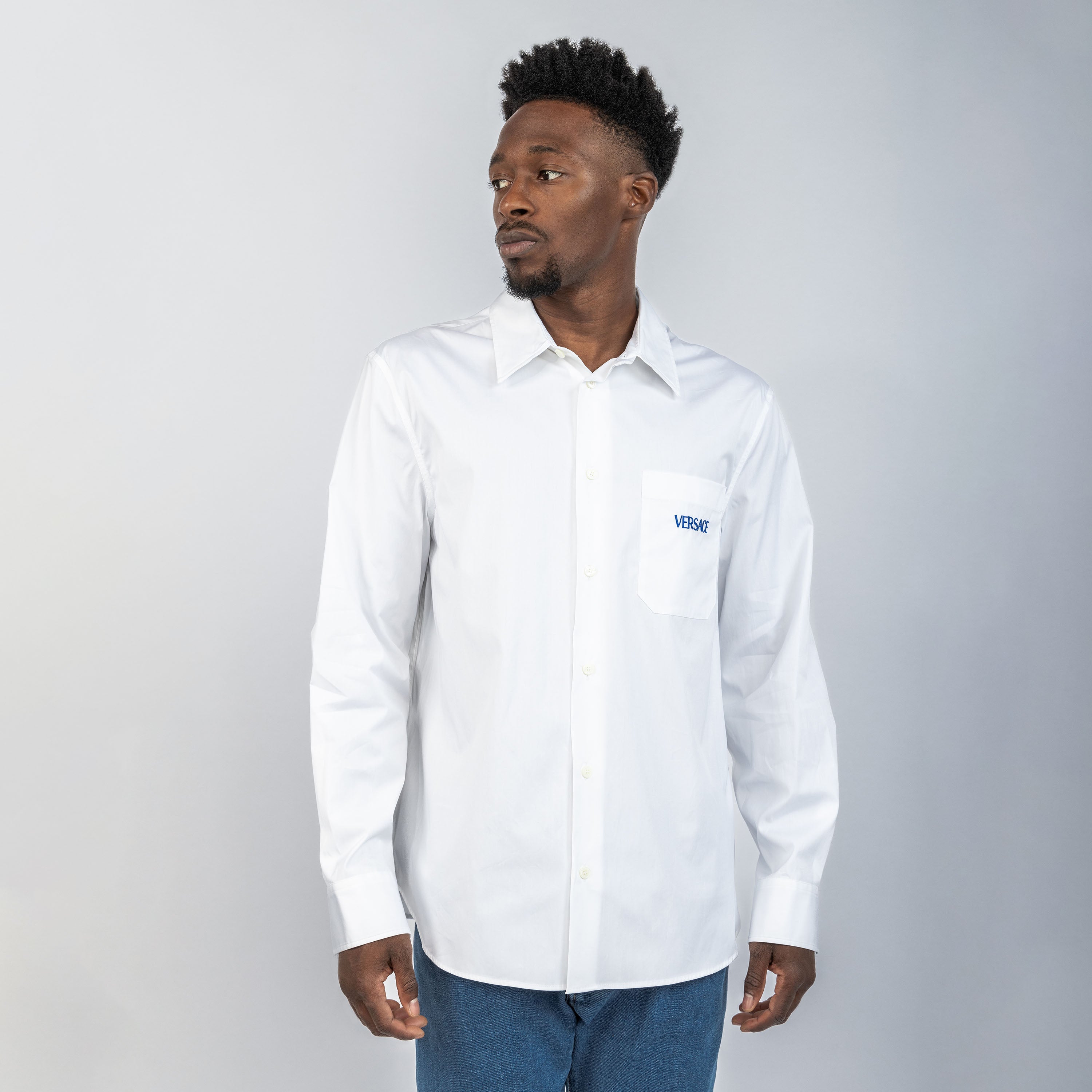 Camisa Blanca Versace Blue Logo