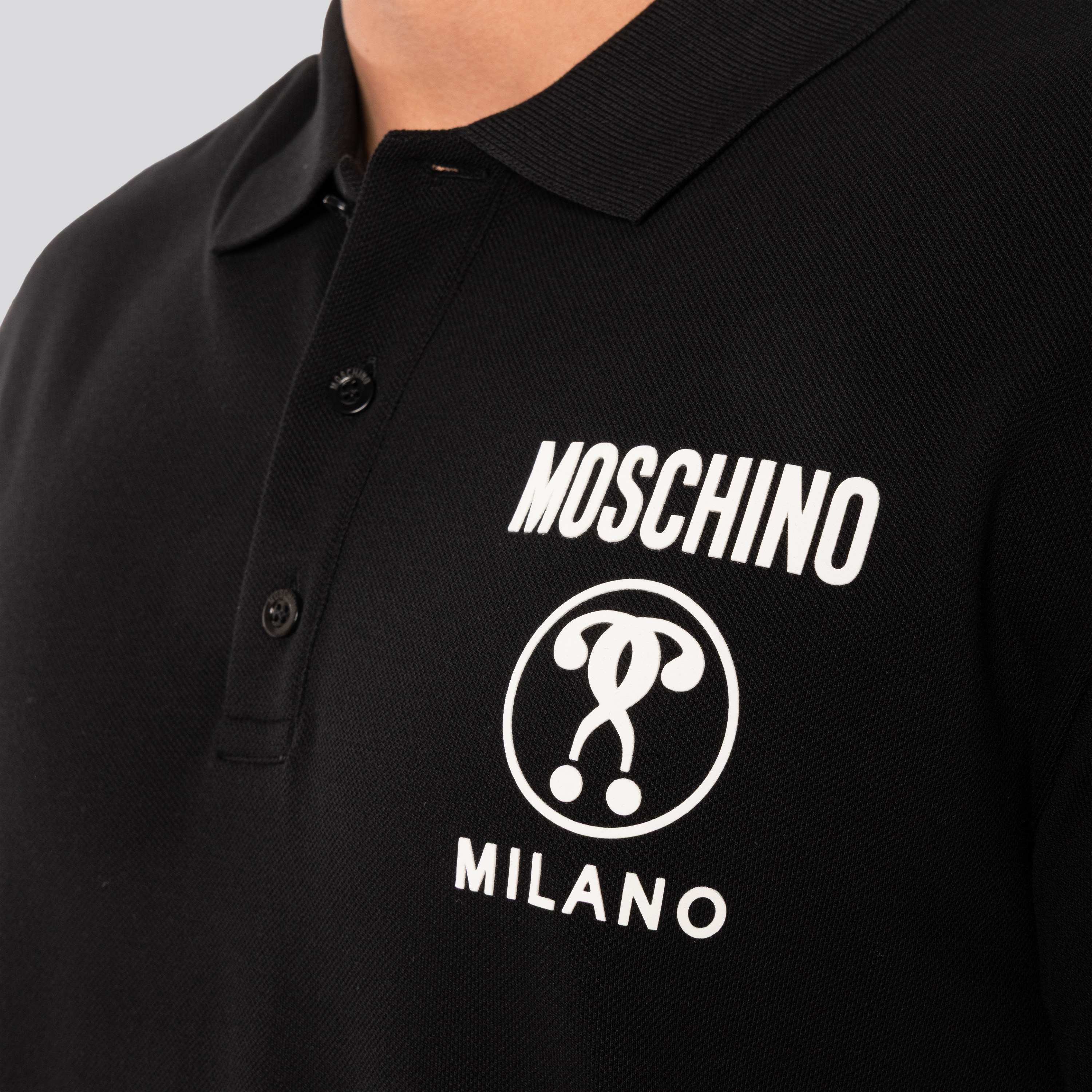 Camiseta Tipo Polo Negra Moschino Side Logo