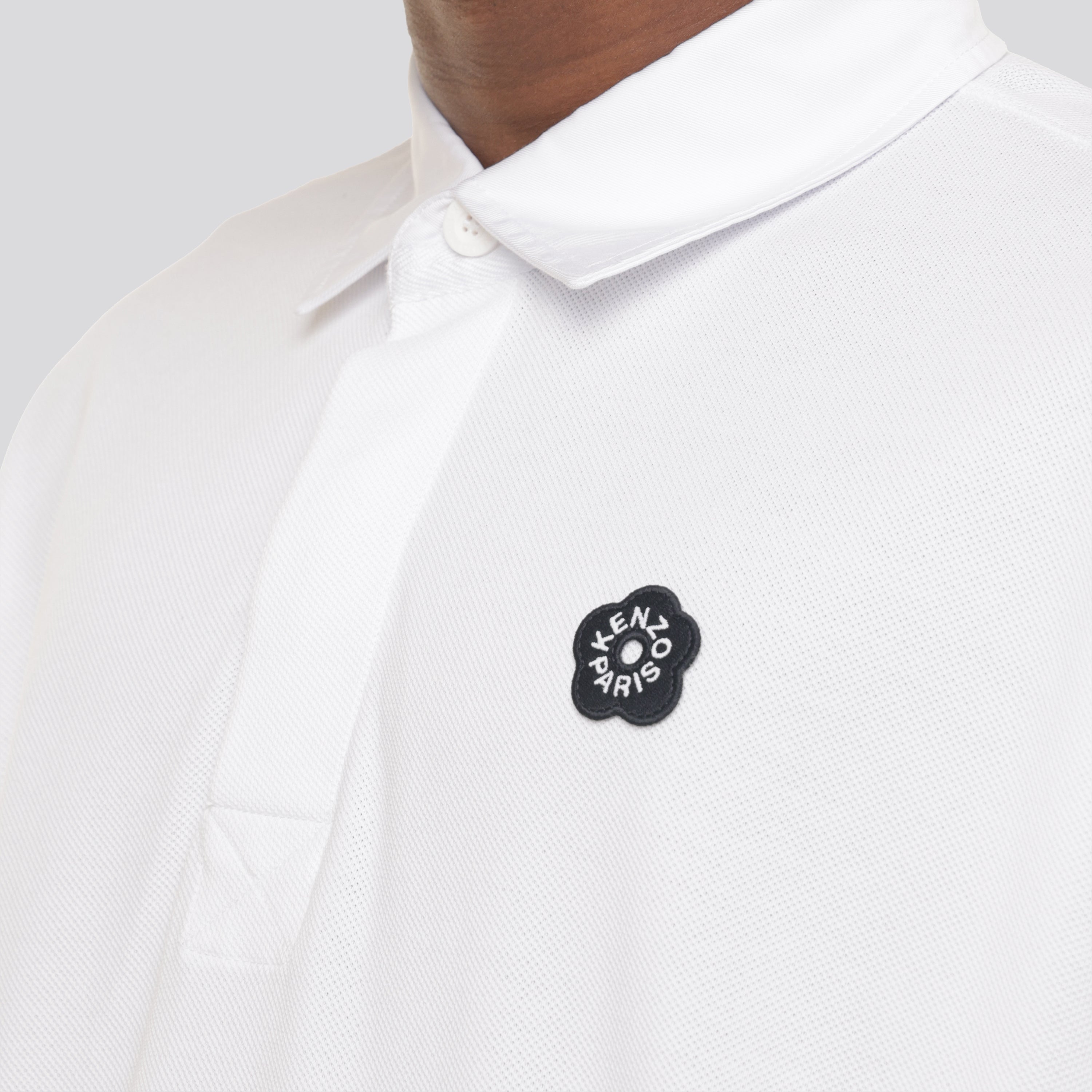 Camiseta Tipo Polo Blanca Kenzo Flower