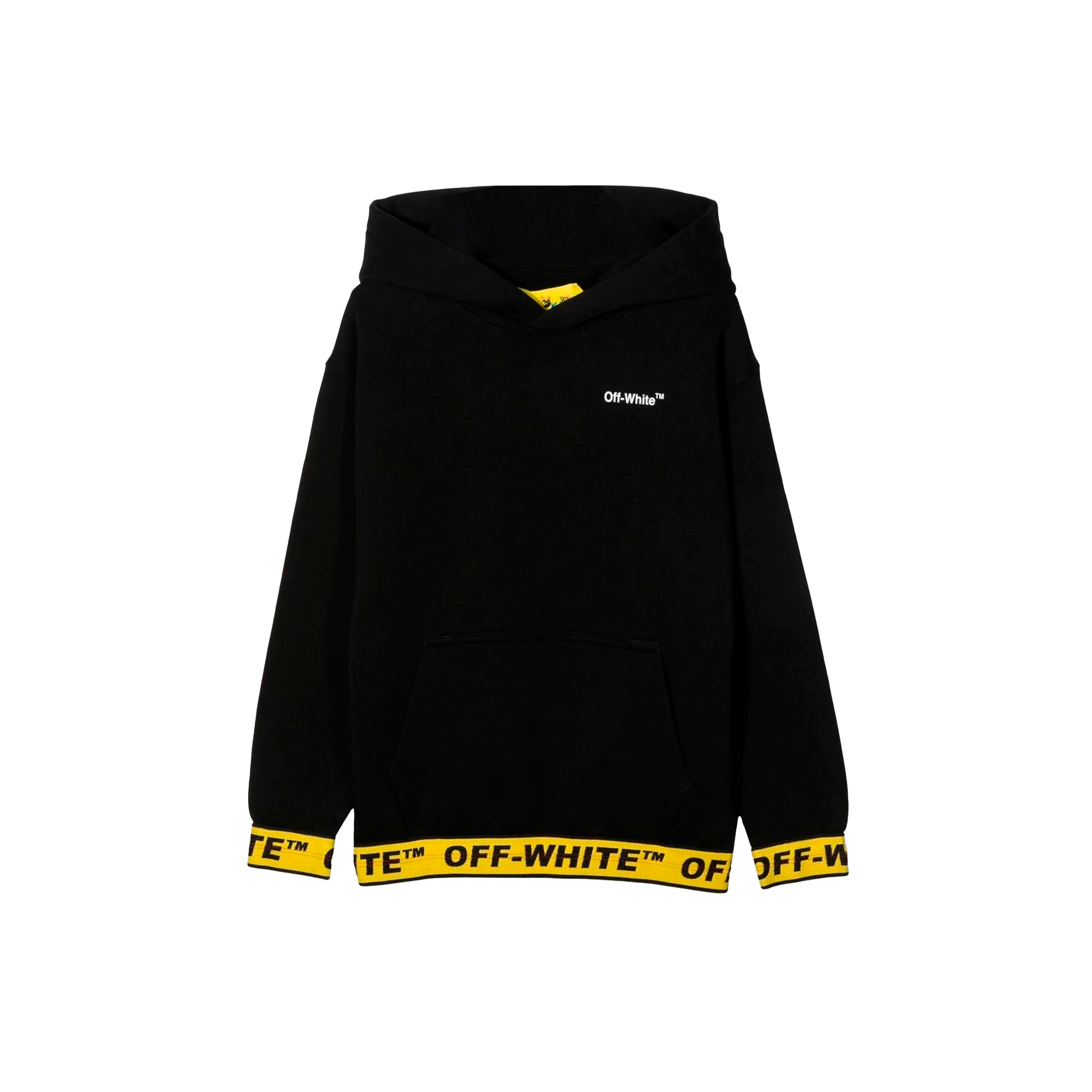 Buzo Tipo Hoodie Off-White Kids Negro Yellow Logo Industrial