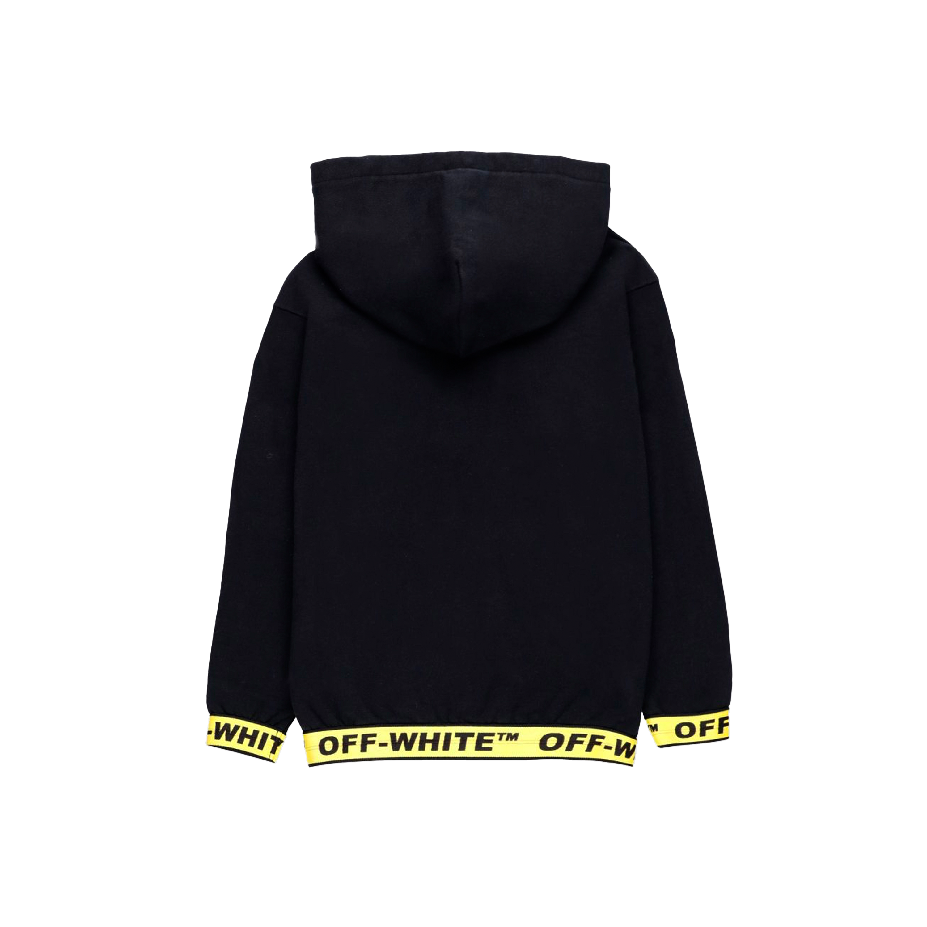 Buzo Tipo Hoodie Zip Black Yellow Off-White Kids Logo Industrial