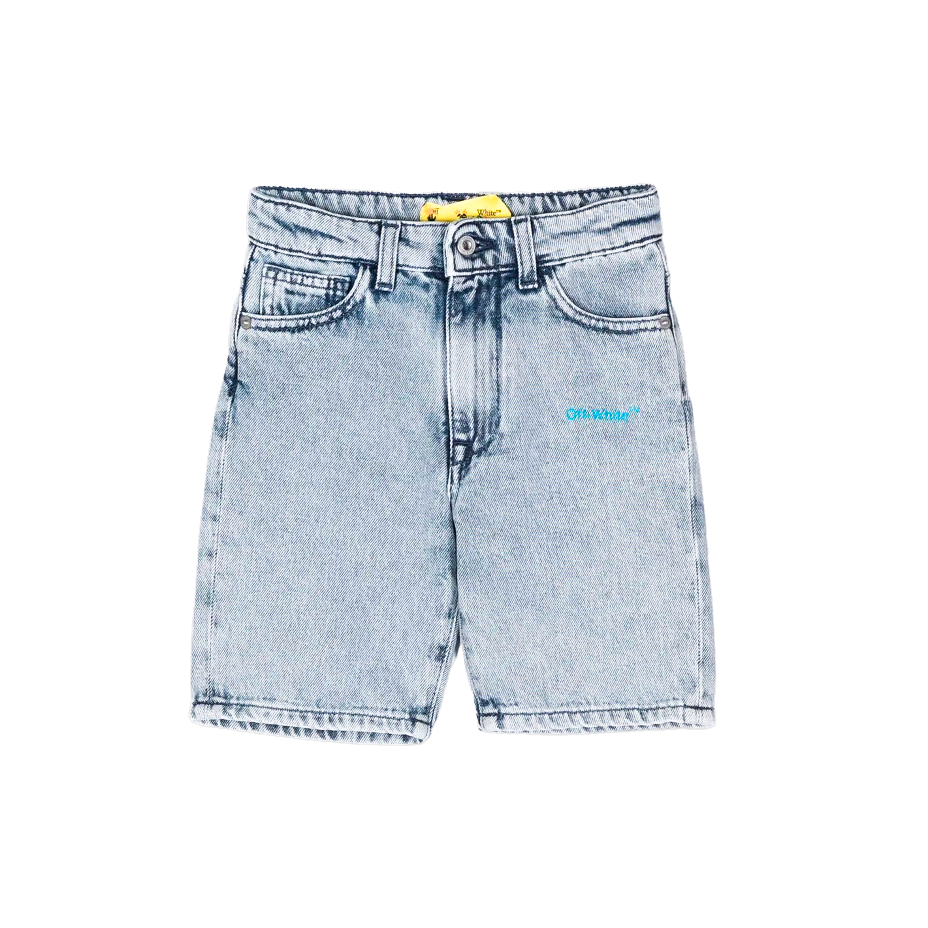 Short Bleach Azul Off-White Kids Helvetica Diag