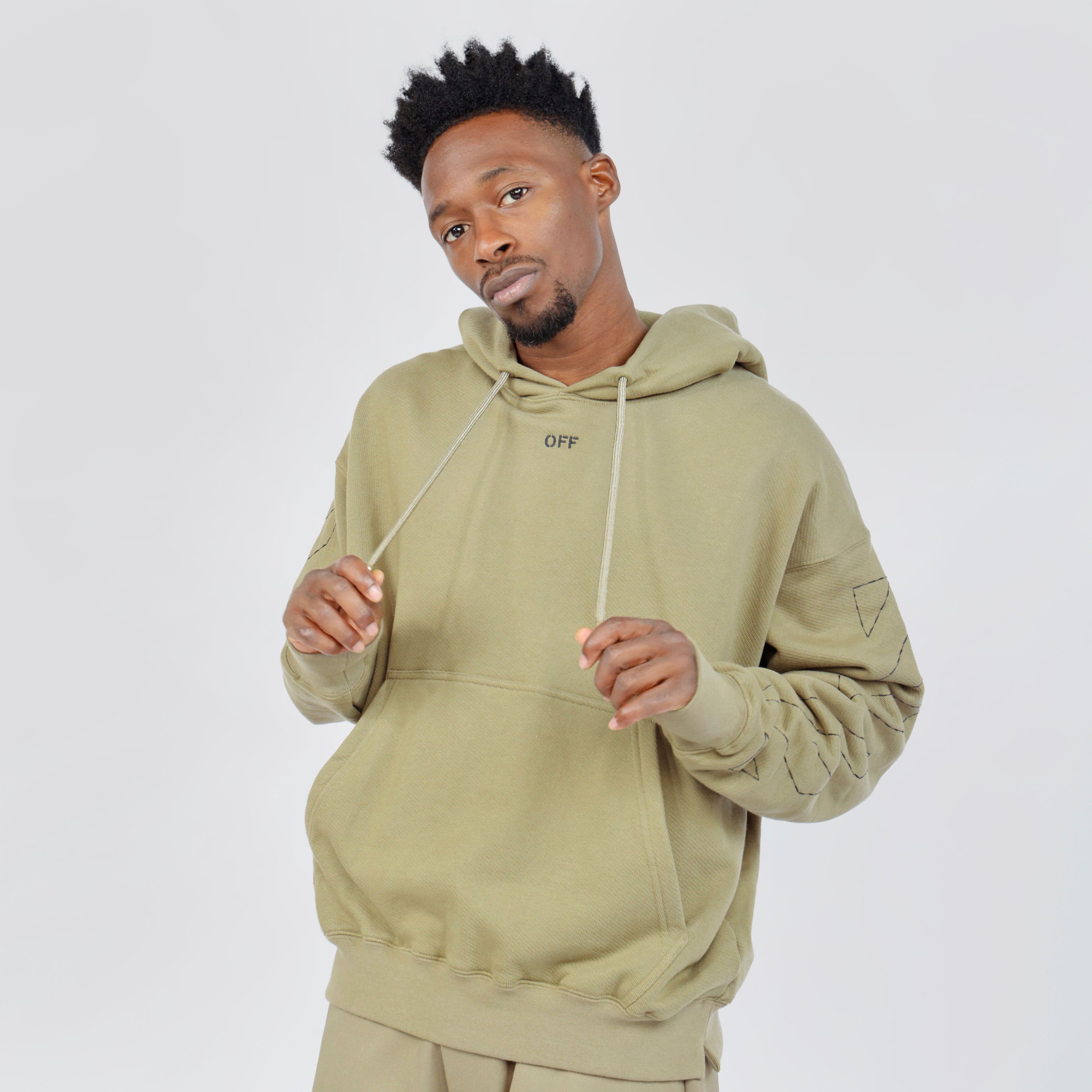 Buzo Tipo Hoodie Beige Off-White Stitch Skate