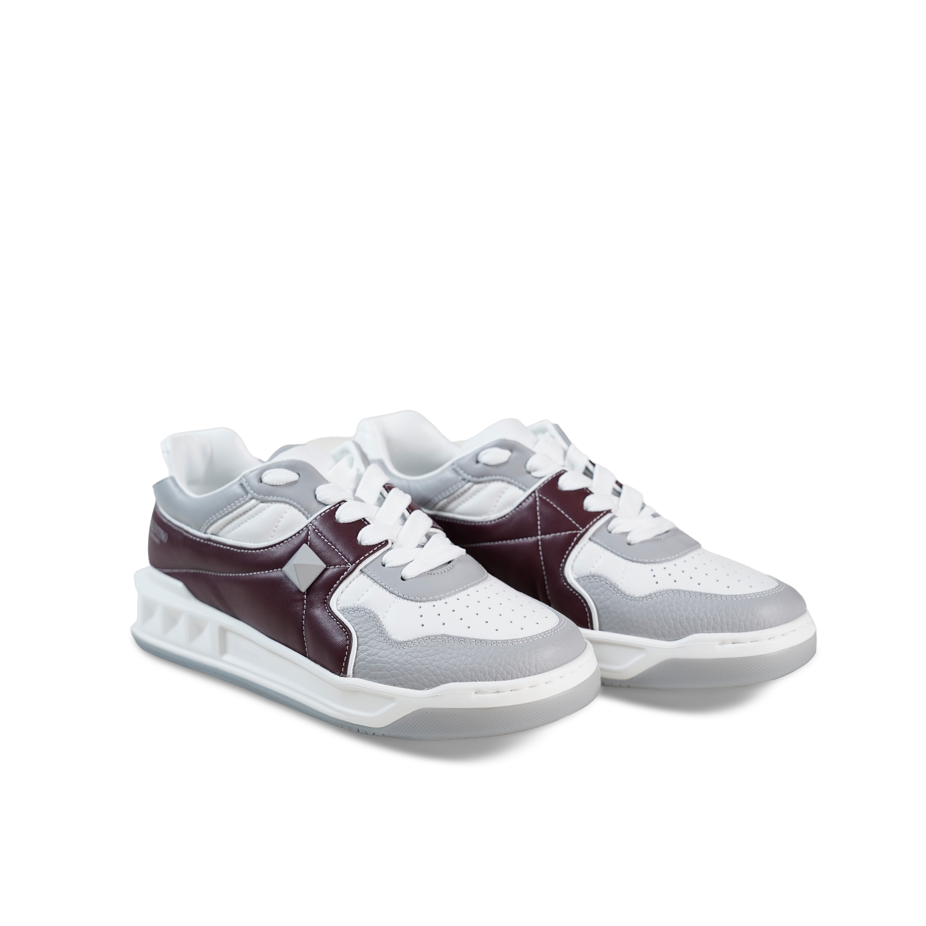 Sneakers Valentino Grey-Dark Red Roman Stud