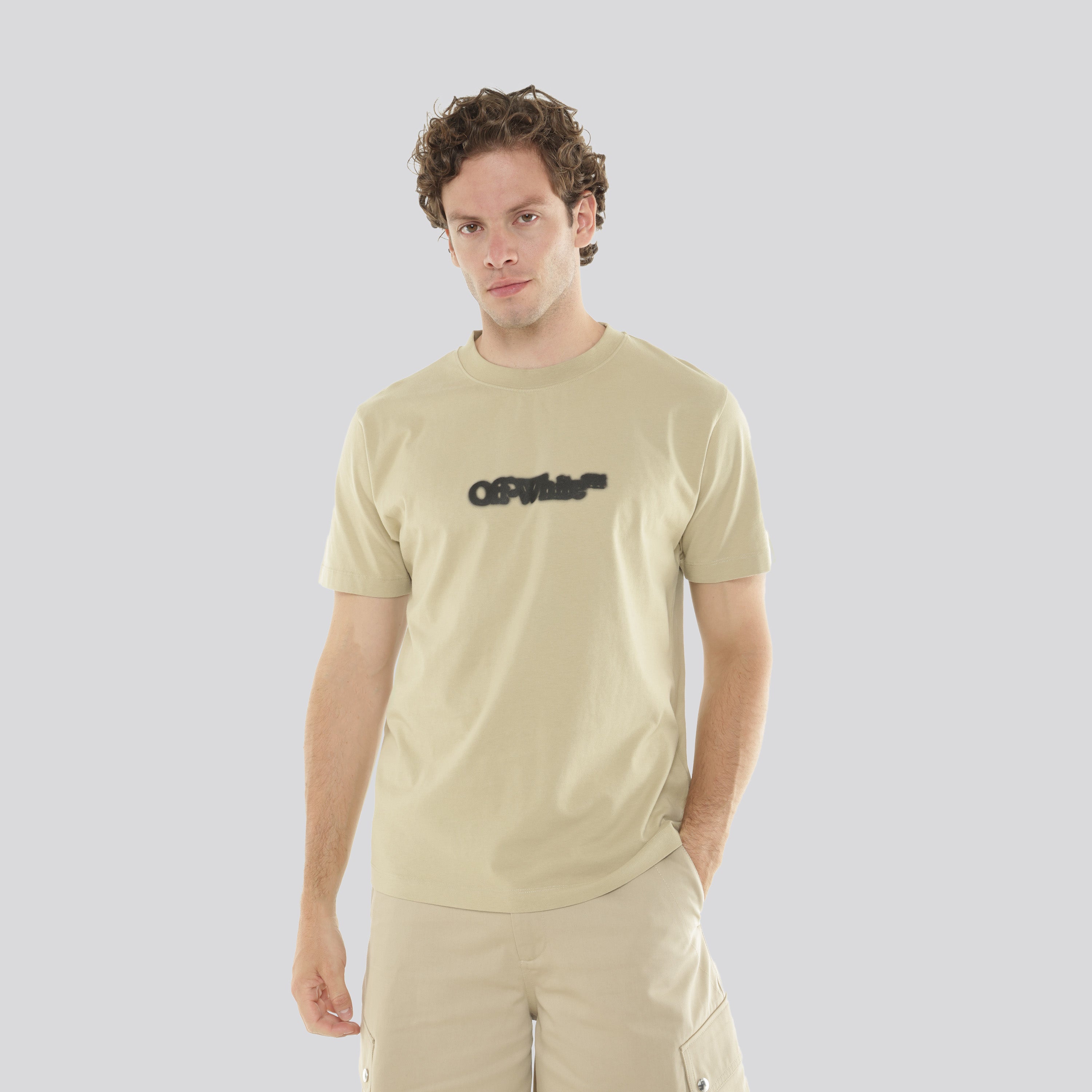Camiseta Beige Off White Spray Arrow