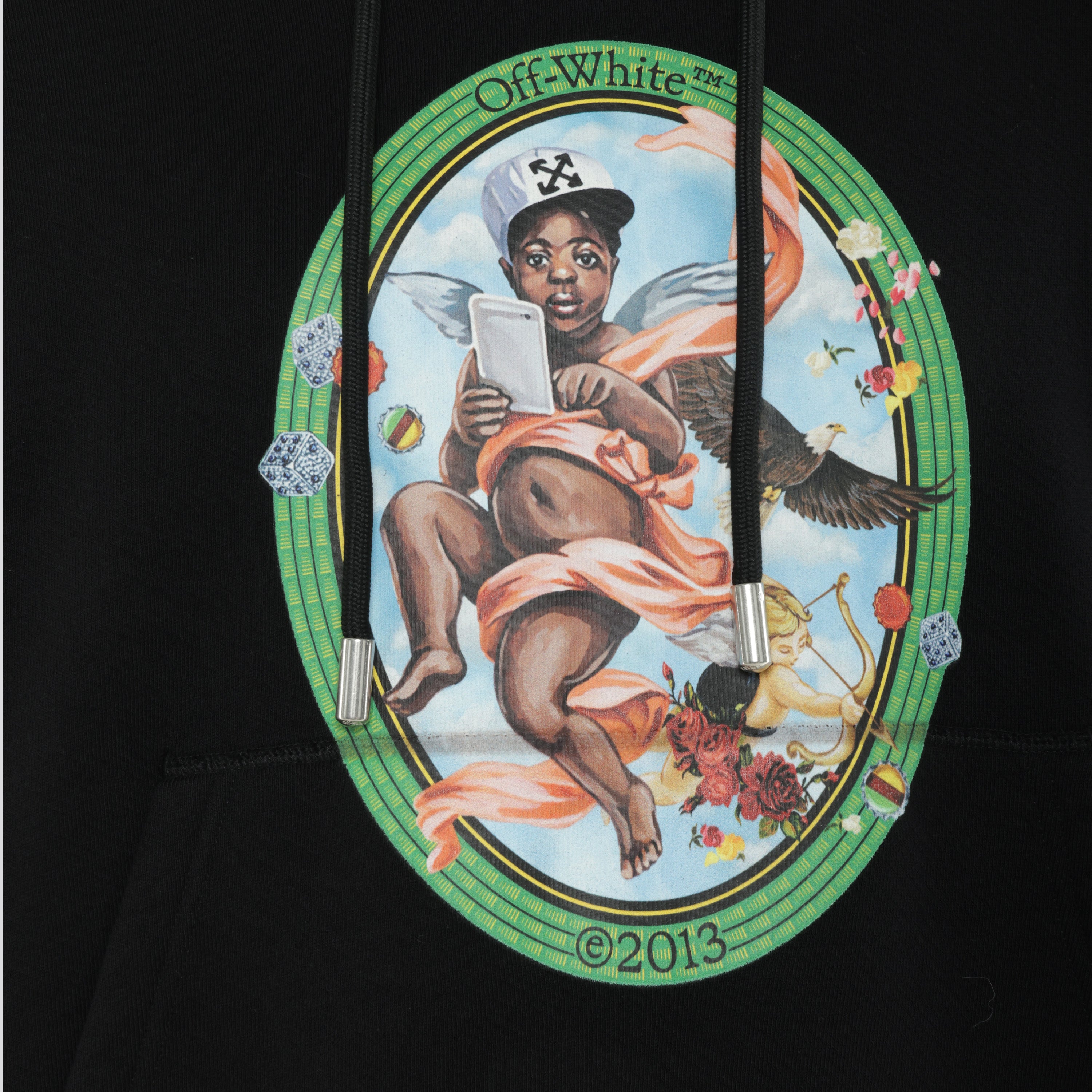 Buzo Tipo Hoodie Negro Off-White Fresco Oval