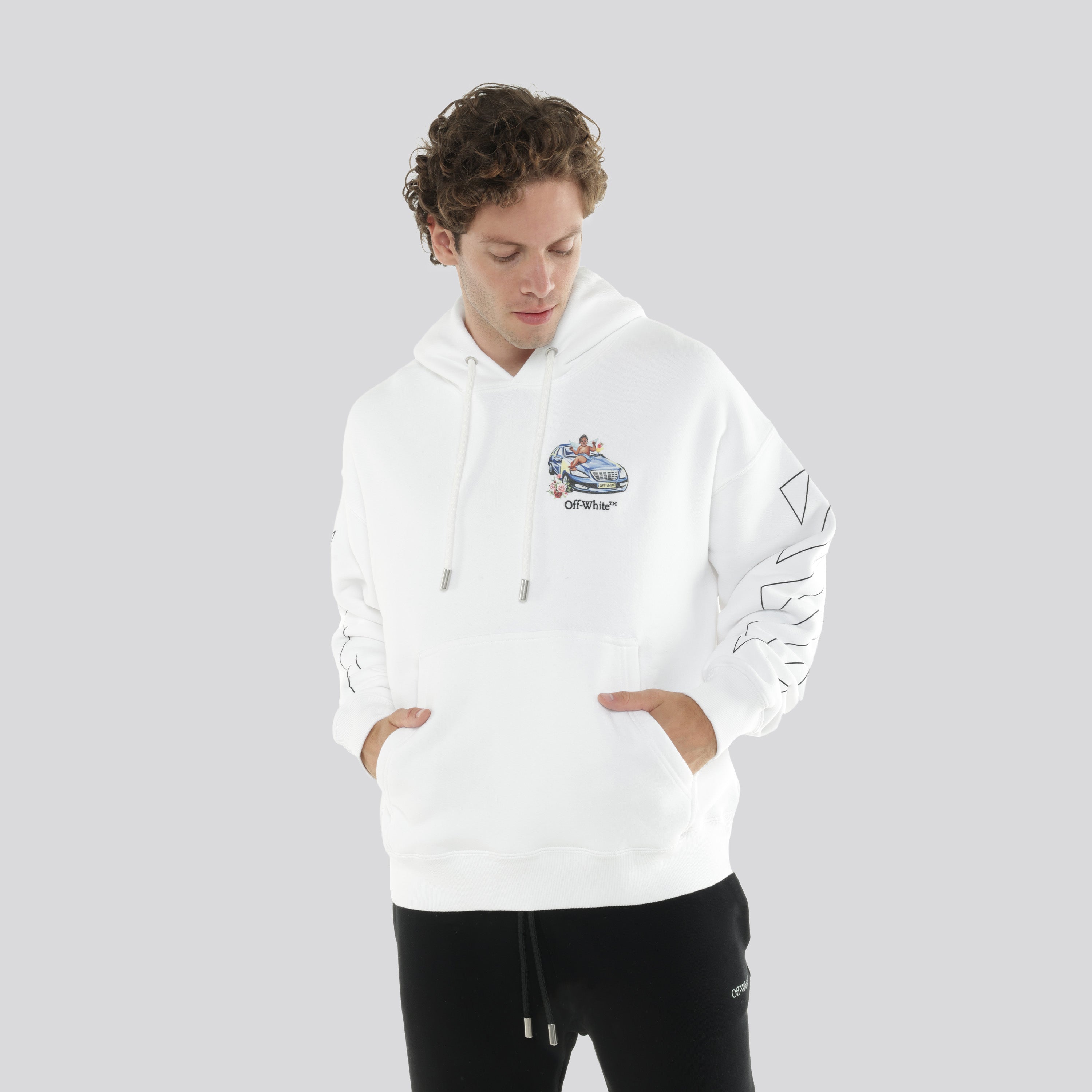 Buzo Tipo Hoodie Blanco Off-White Fresco Arrow Skate