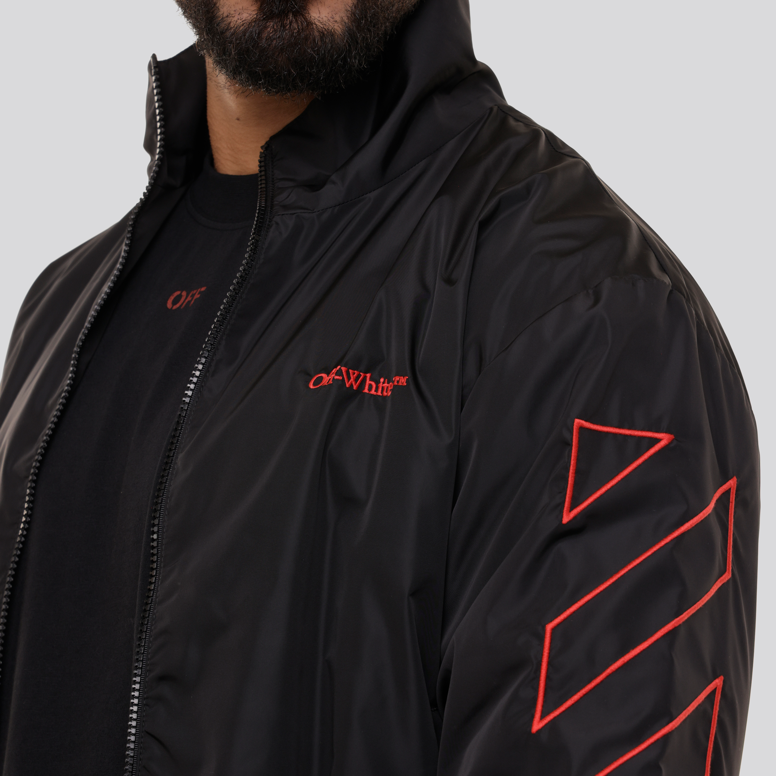 Chaqueta Negra Off-White Outl Diag Nylon