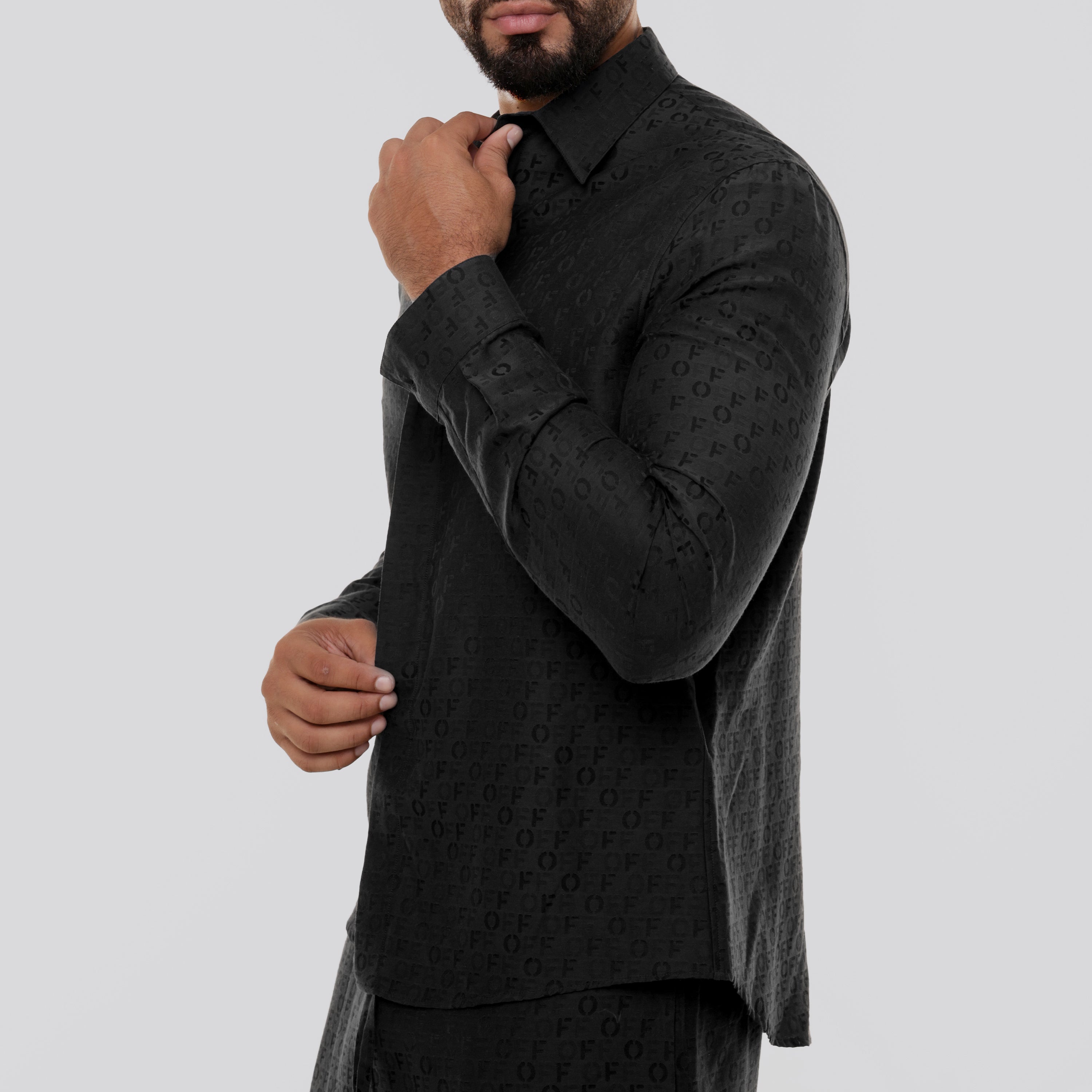 Camisa Negra Off-White Silkcot