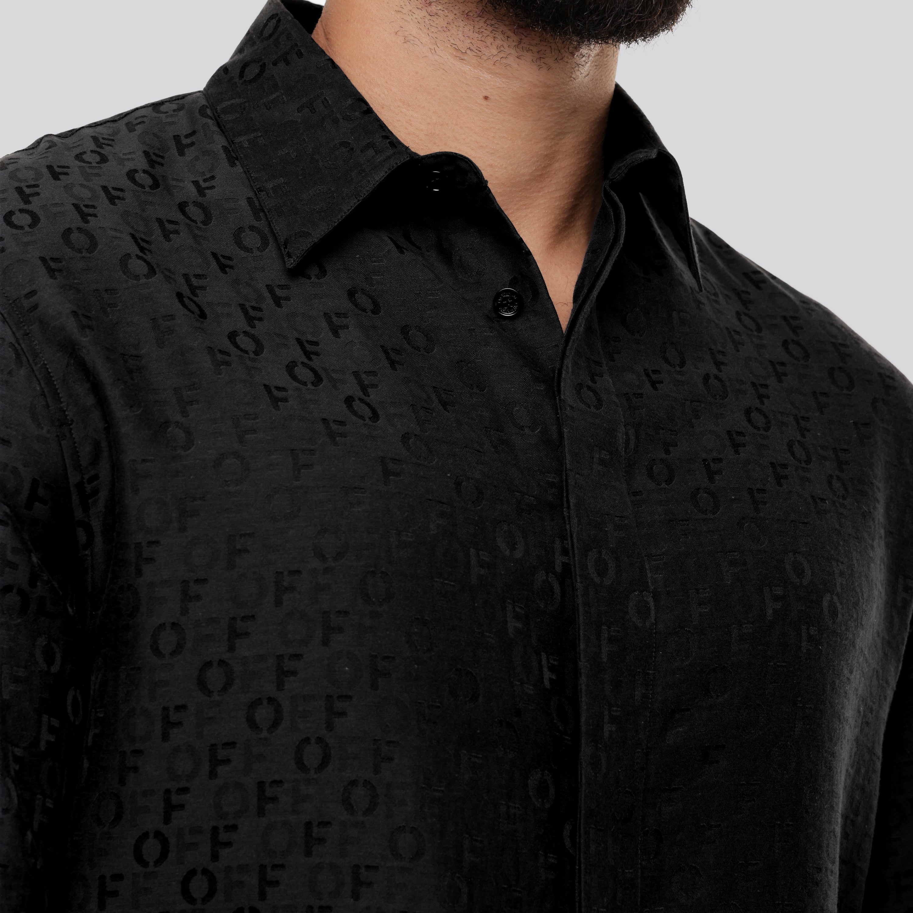 Camisa Negra Off-White Silkcot