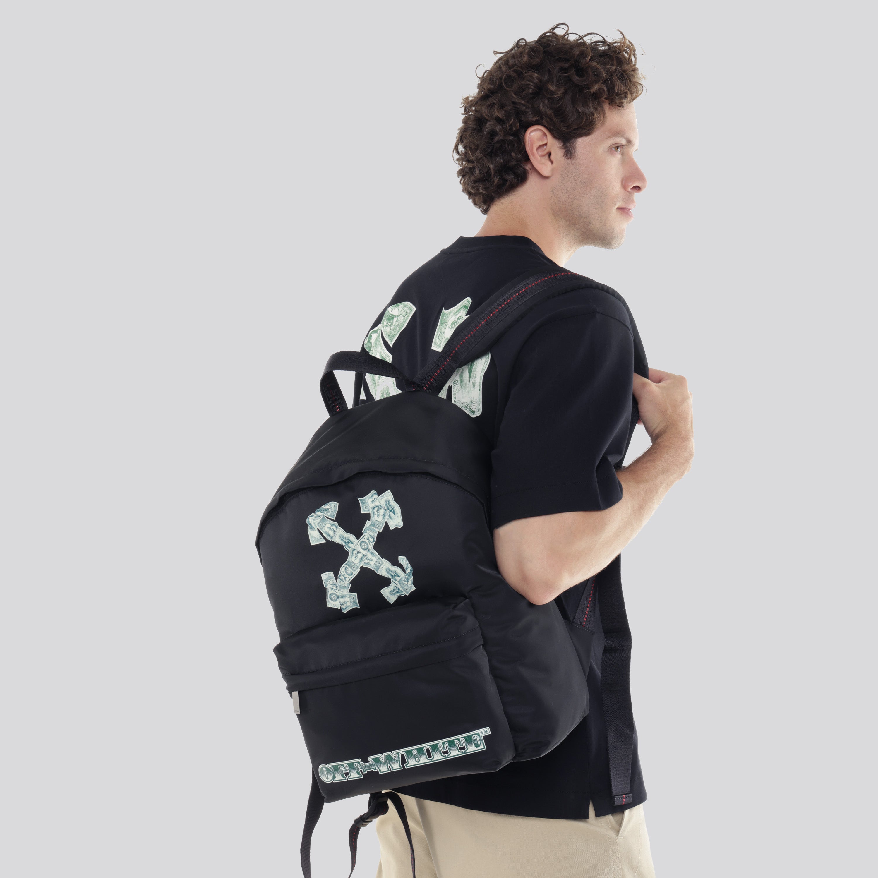Morral Negro Off-White Money Print