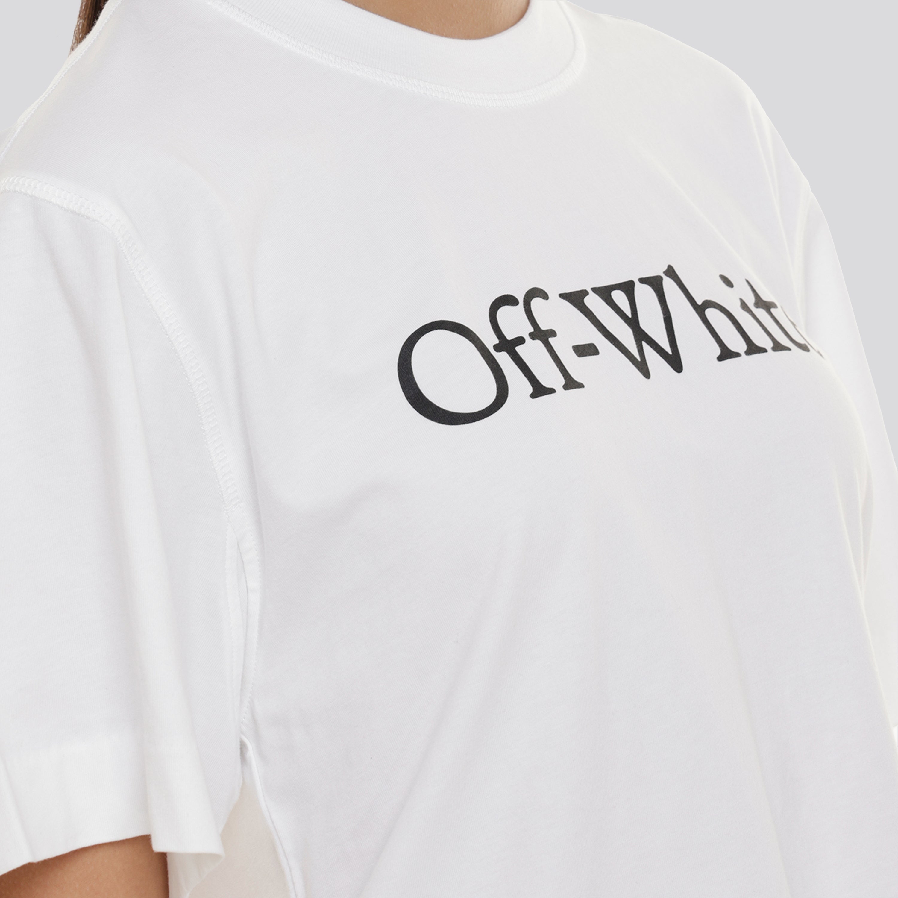 Camiseta Blanca Off-White Big Logo Cropped