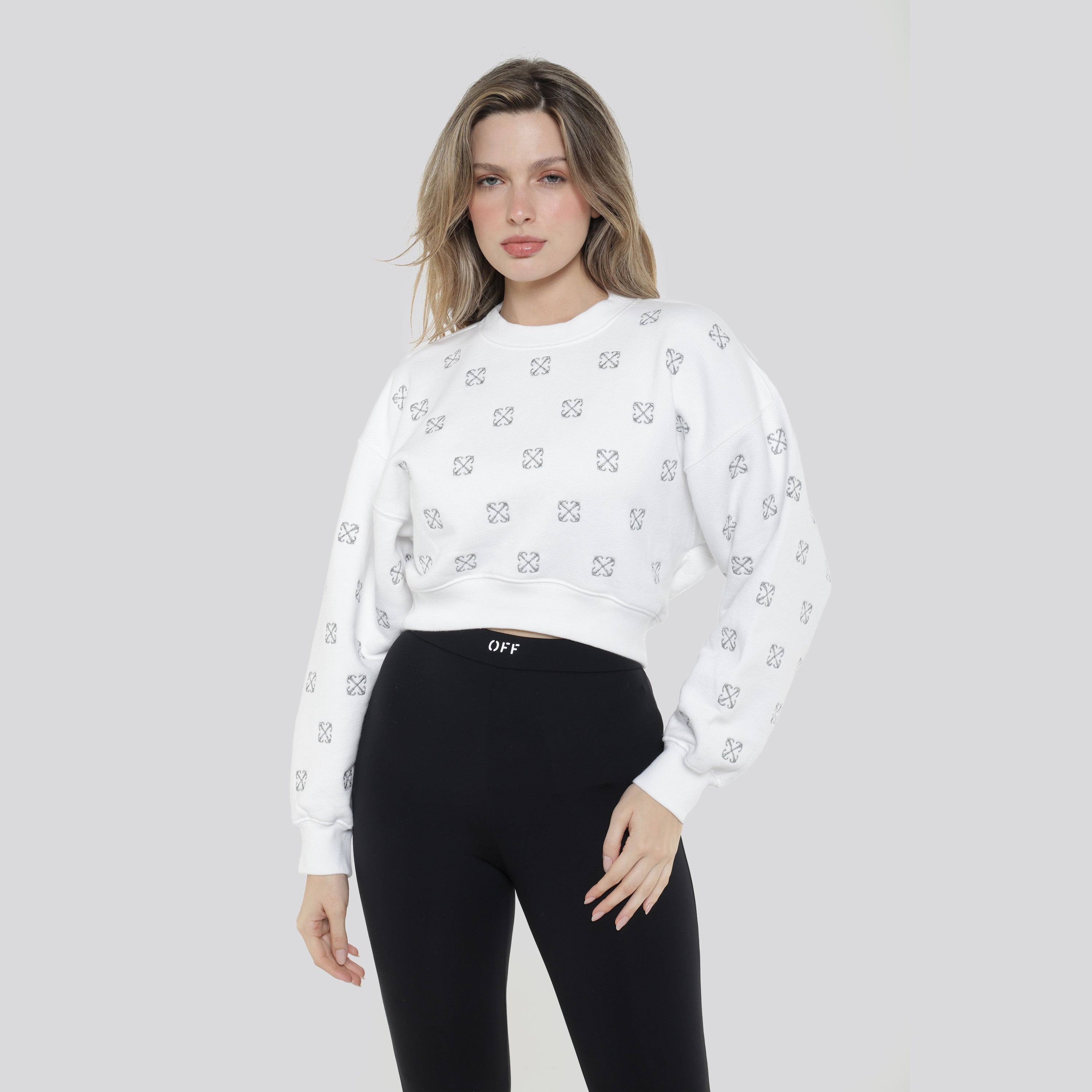 Buzo Blanco Off-White Lurex Little Arrows Crop