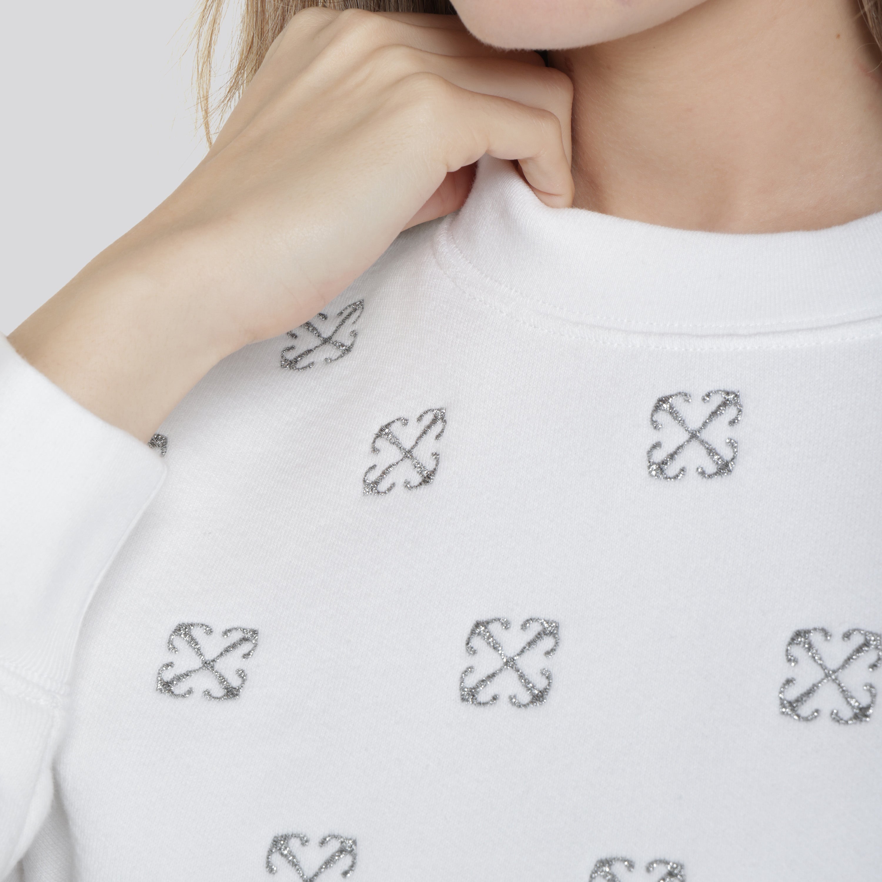 Buzo Blanco Off-White Lurex Little Arrows Crop