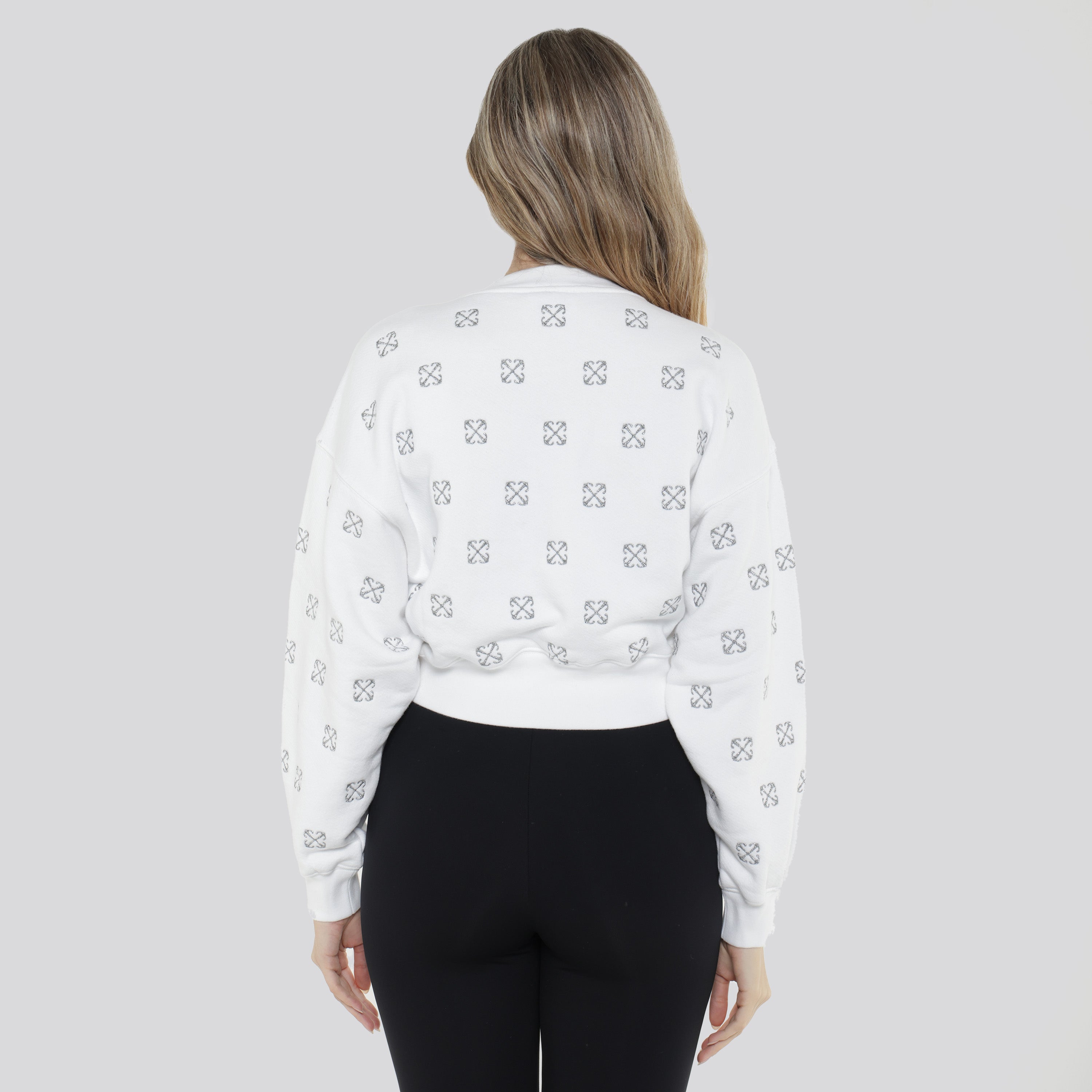 Buzo Blanco Off-White Lurex Little Arrows Crop