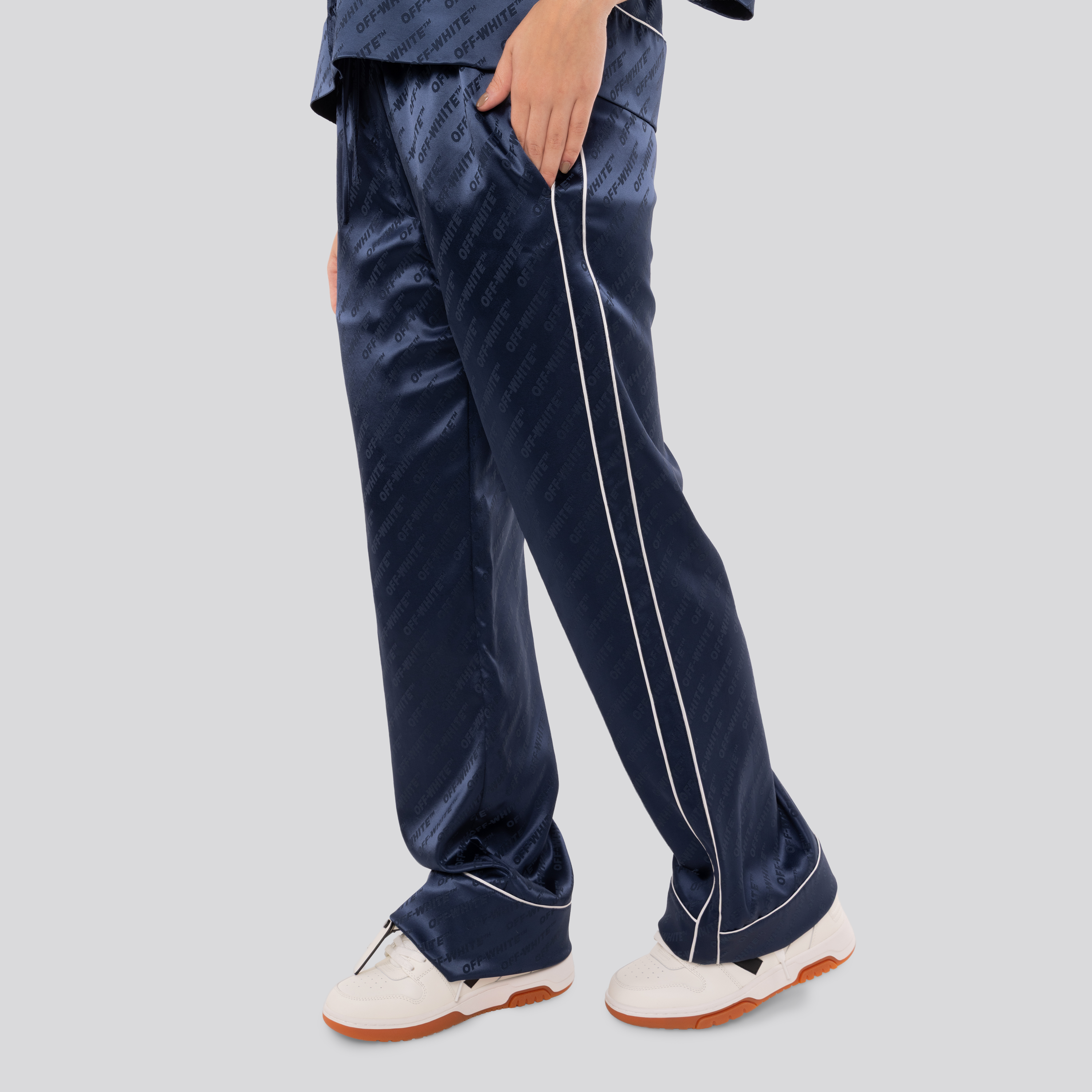 Pantalón Azul Off-White Satin Off Monogram