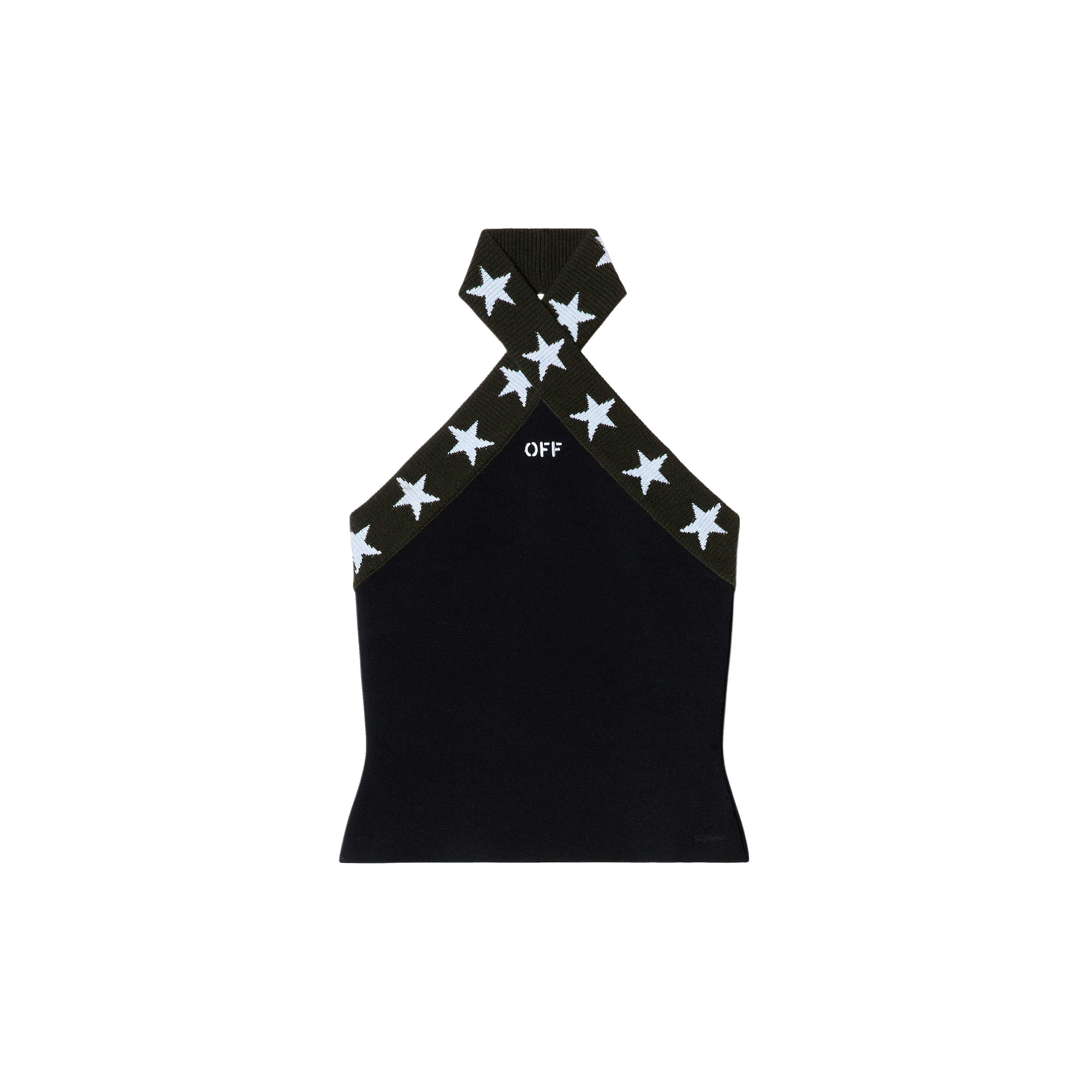 Top Negro Off-White Cross Collar Star
