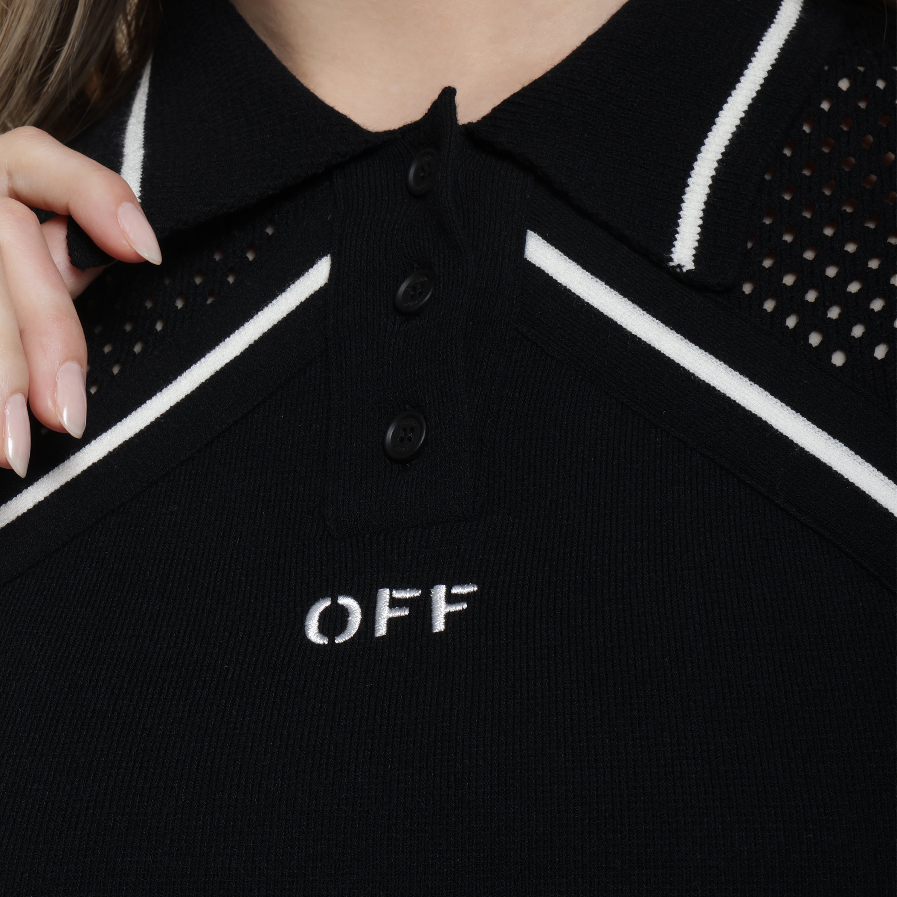 Camiseta Tipo Polo Negra Off-White Net Brenda