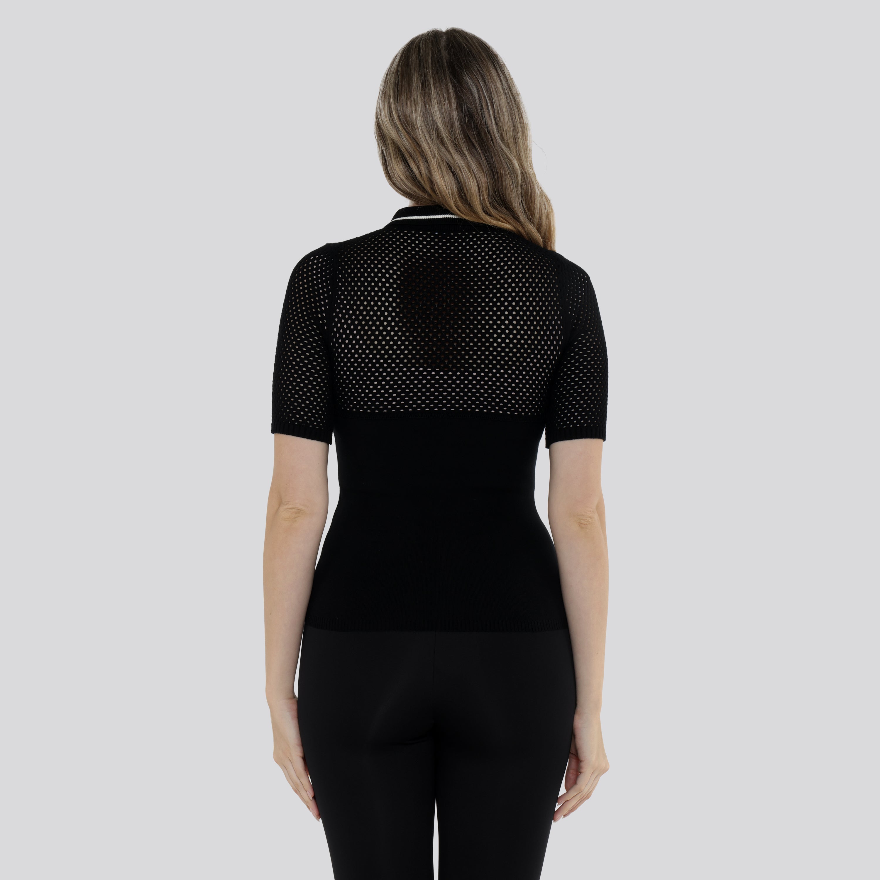 Camiseta Tipo Polo Negra Off-White Net Brenda