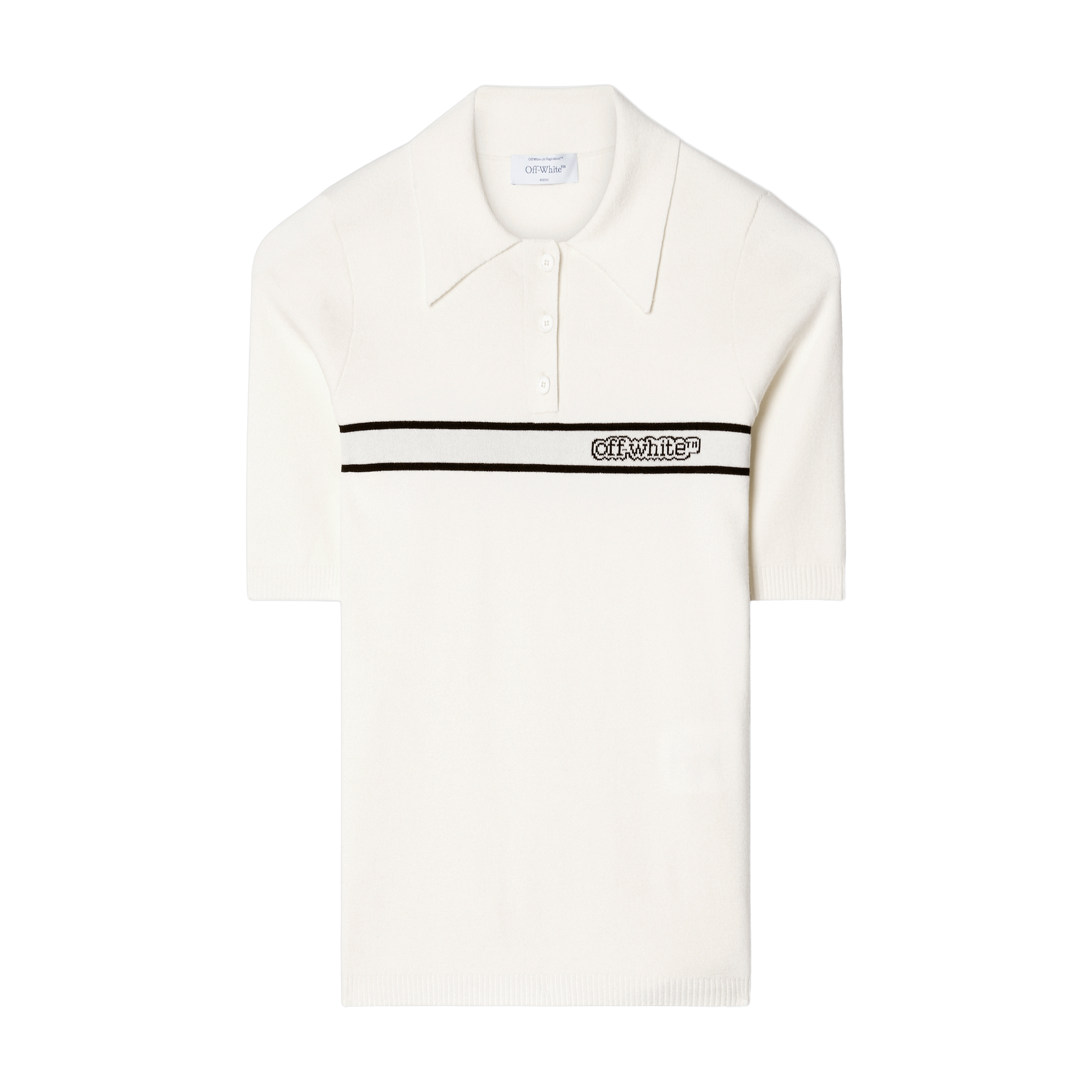 Camiseta Tipo Polo Crema Off White Logo Stripe