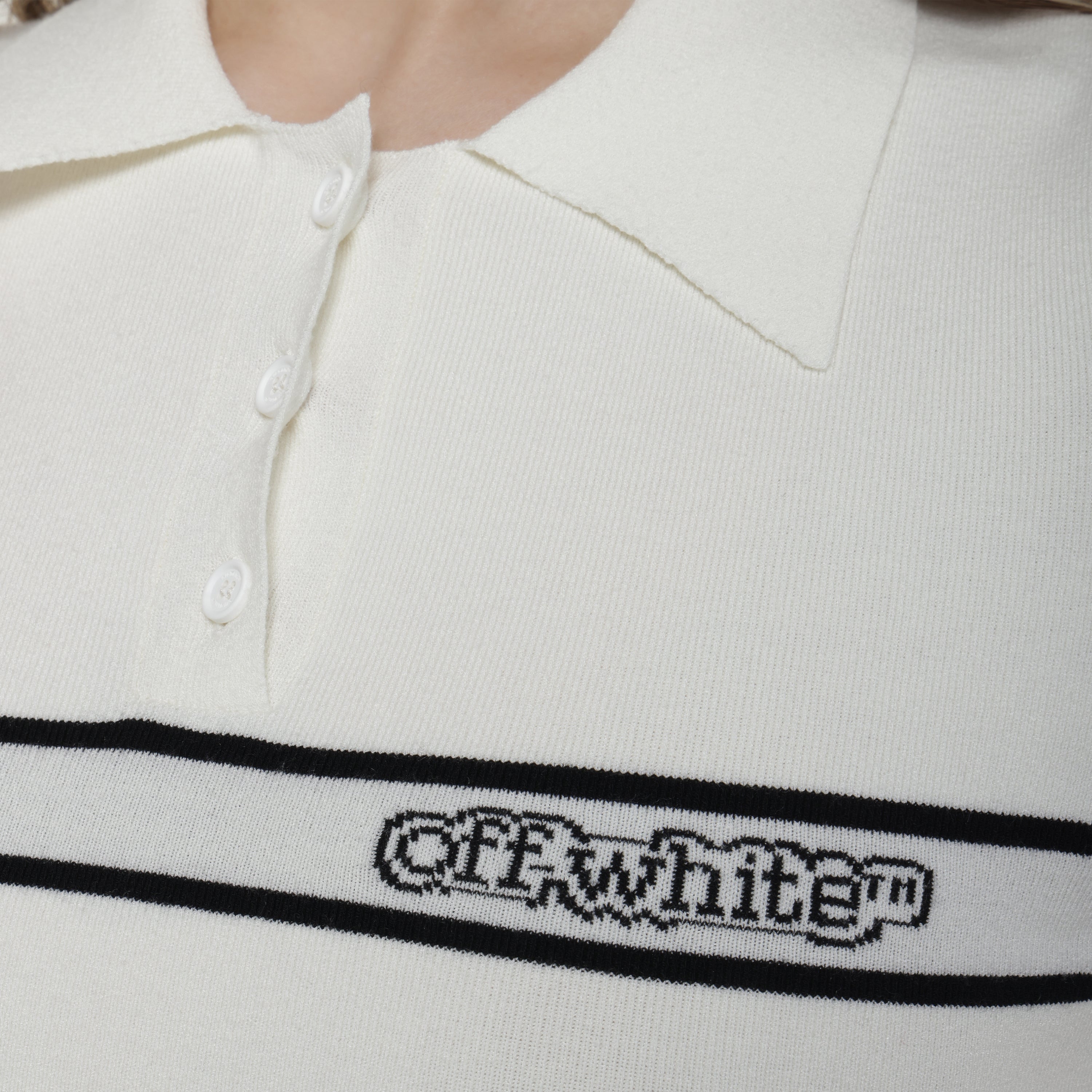 Camiseta Tipo Polo Crema Off White Logo Stripe