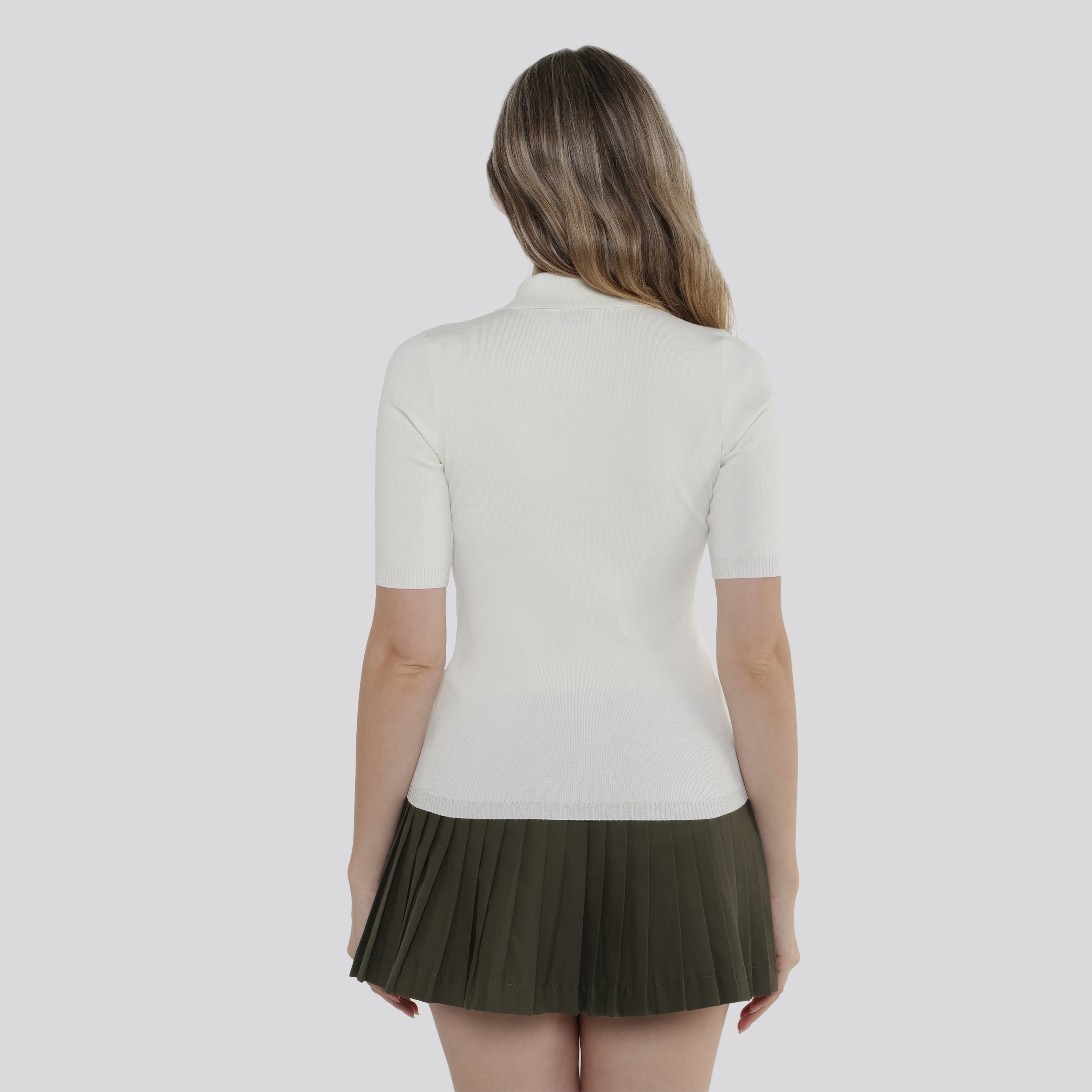 Camiseta Tipo Polo Crema Off White Logo Stripe