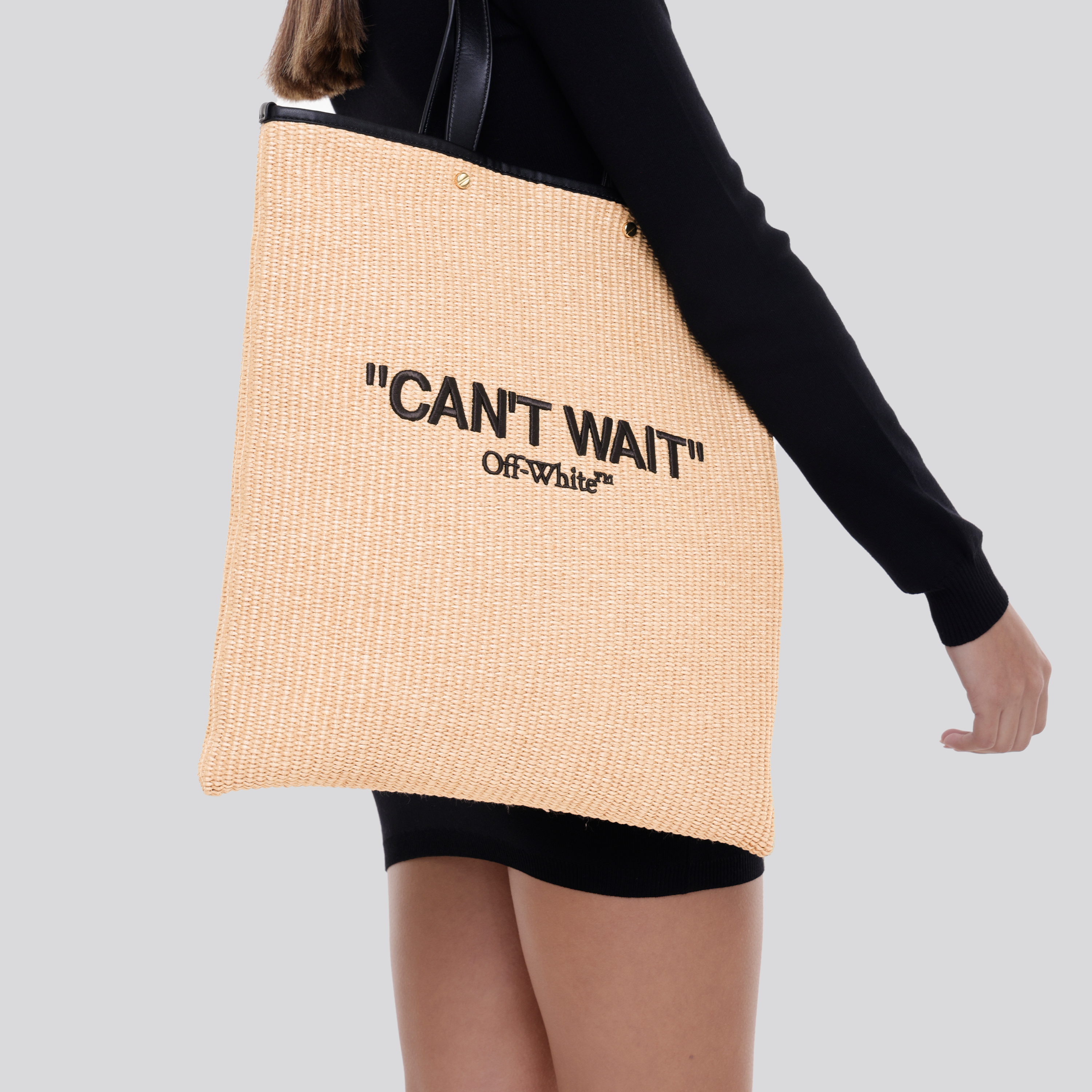 Tote Bag Beige Off-White Day Off Flat Tote Rafia